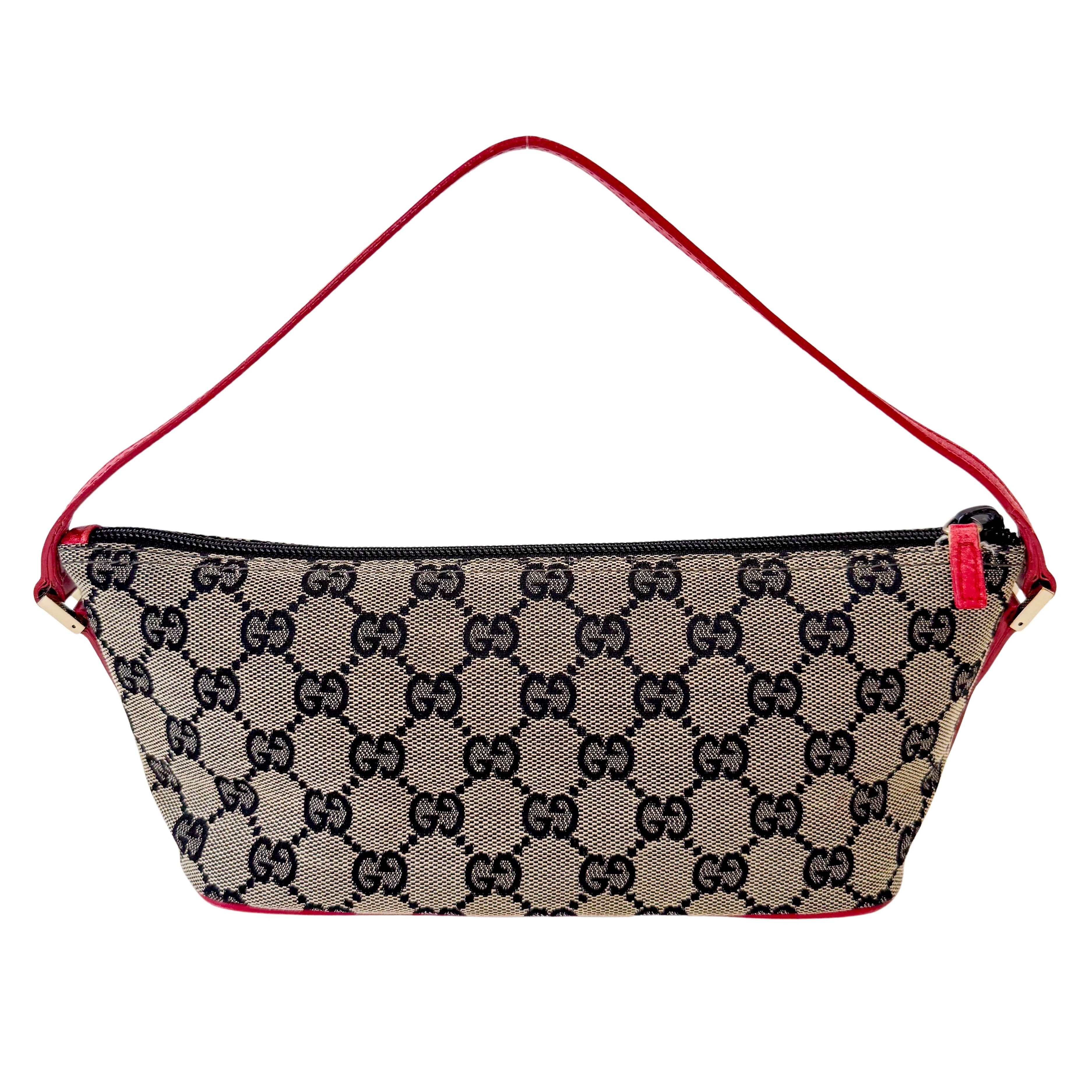 GG Canvas Boat Pochette Red Leather
