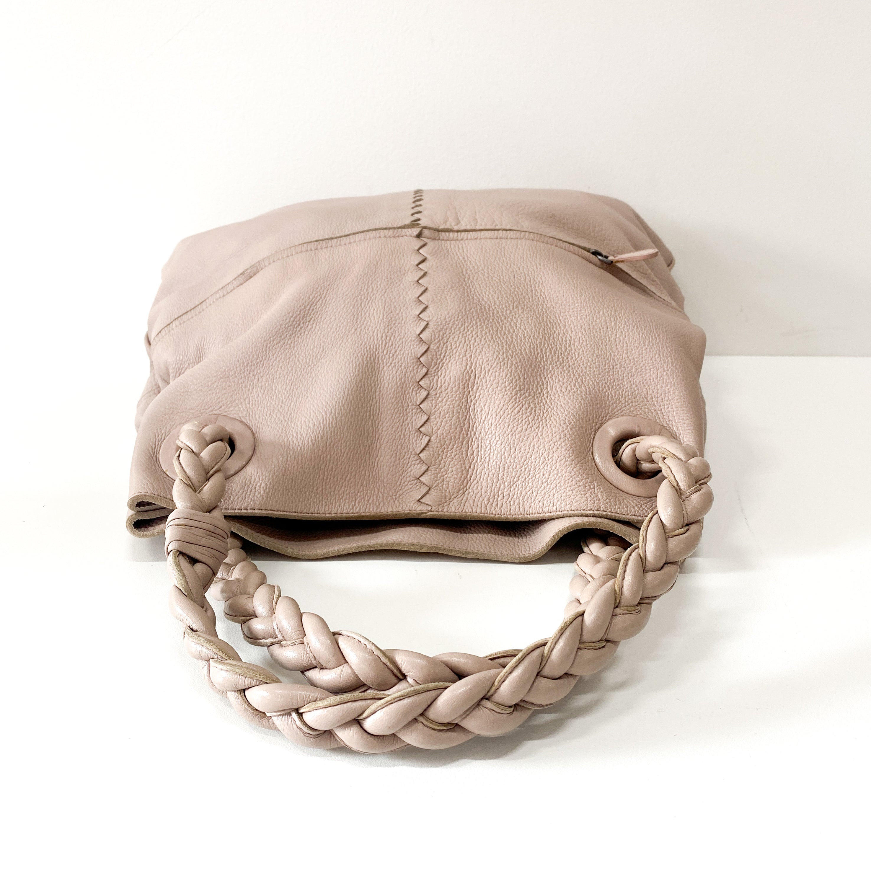 Light Pink Leather Tote Bag