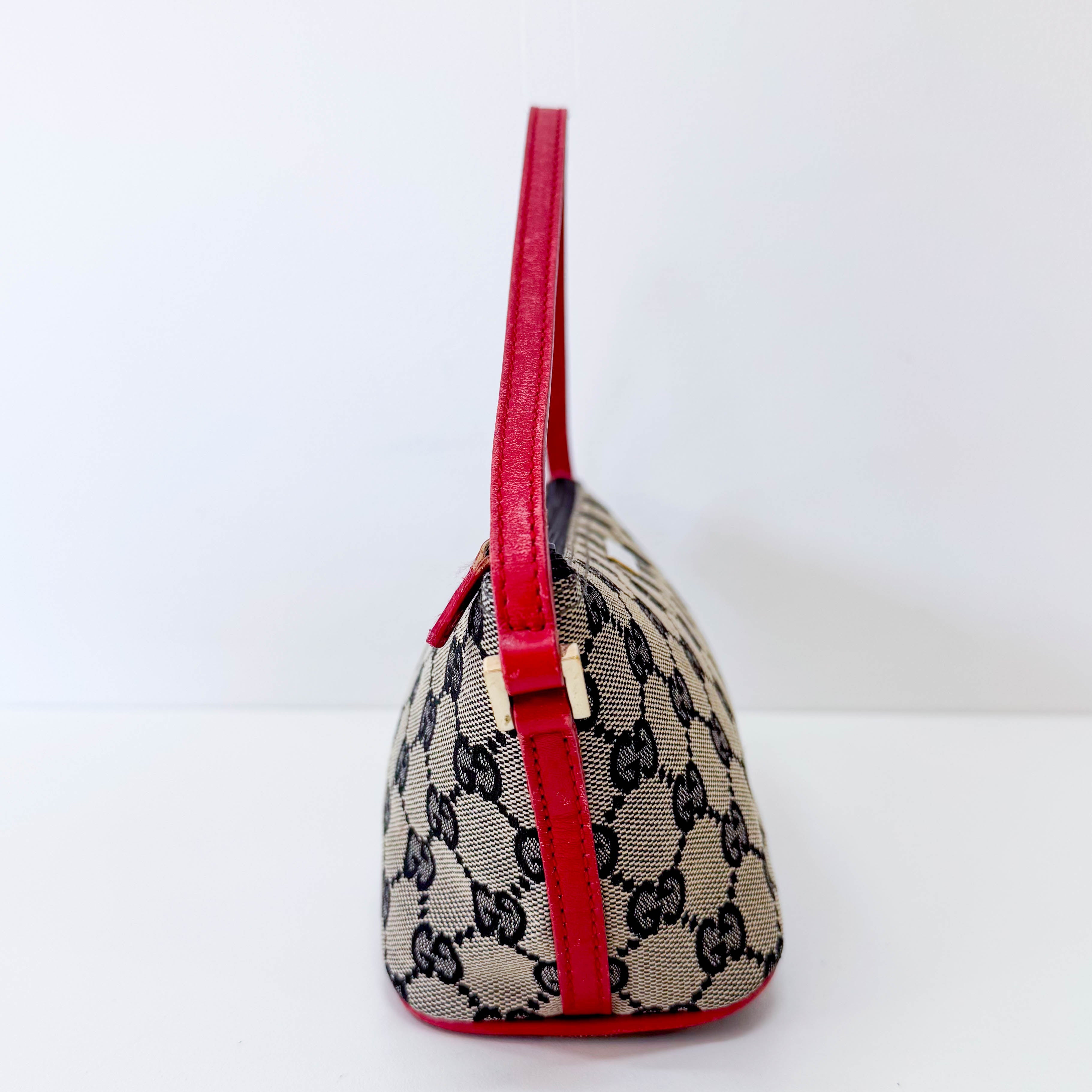 GG Canvas Boat Pochette Red Leather