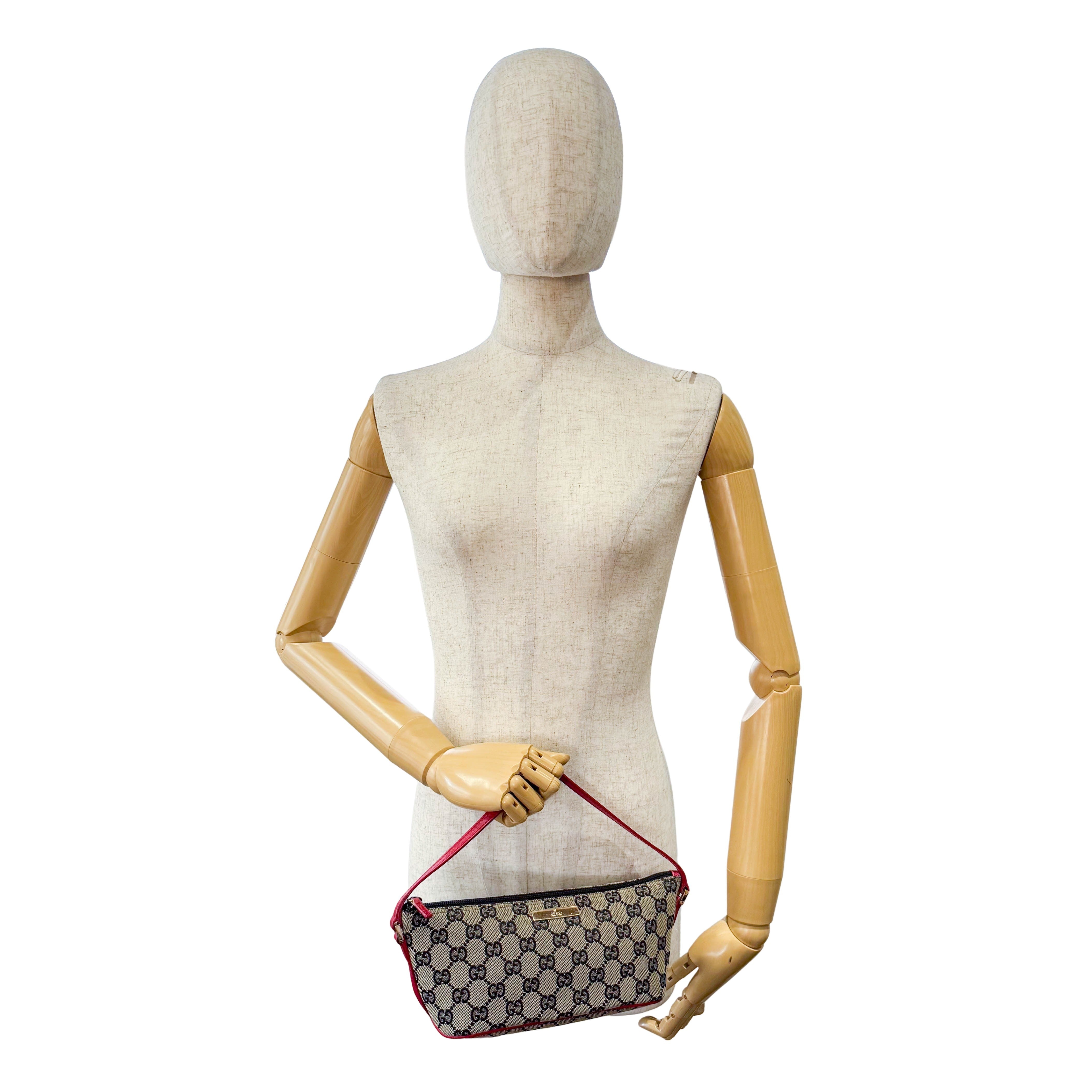 GG Canvas Boat Pochette Red Leather