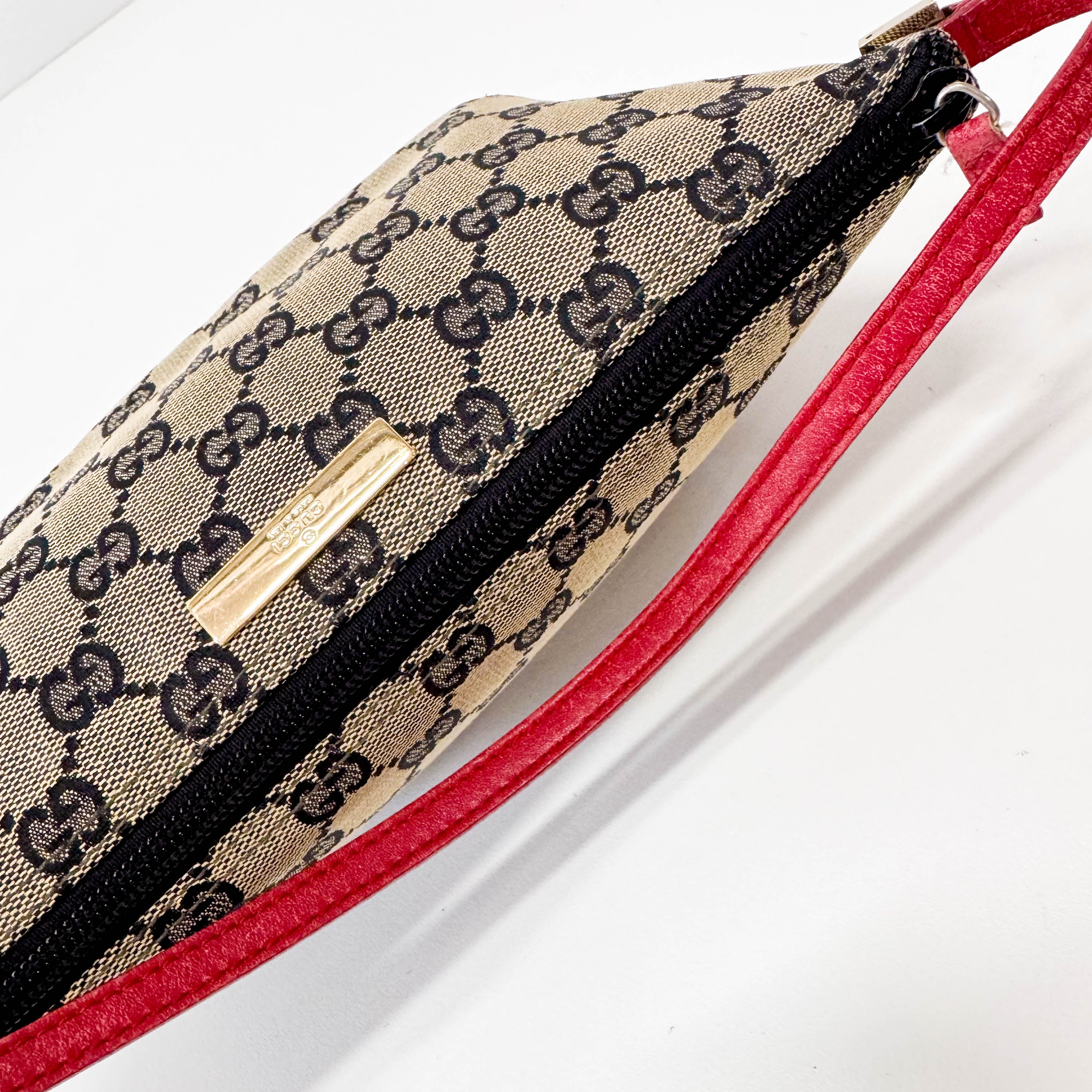 GG Canvas Boat Pochette Red Leather