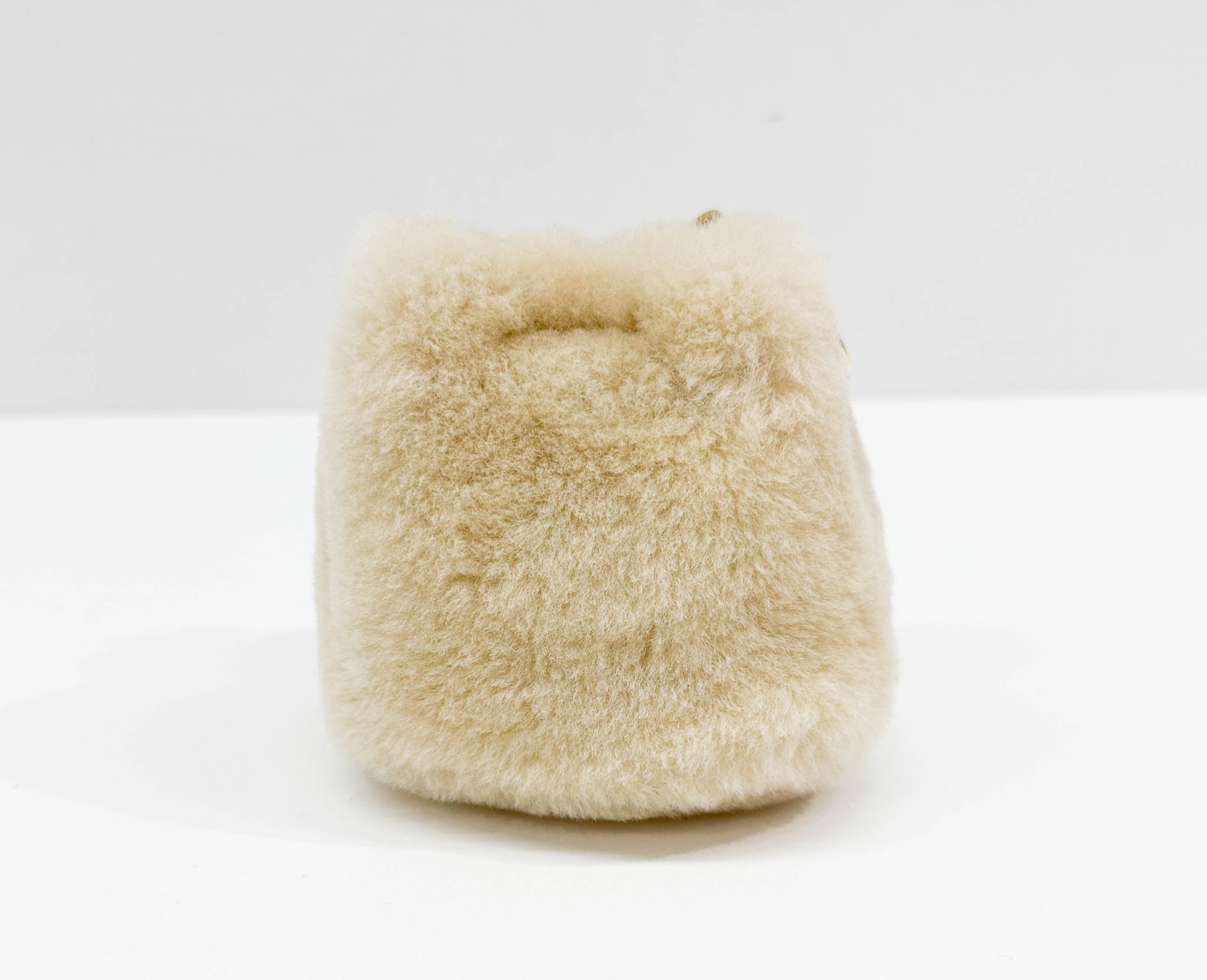 Beige Fur Pouch Bag