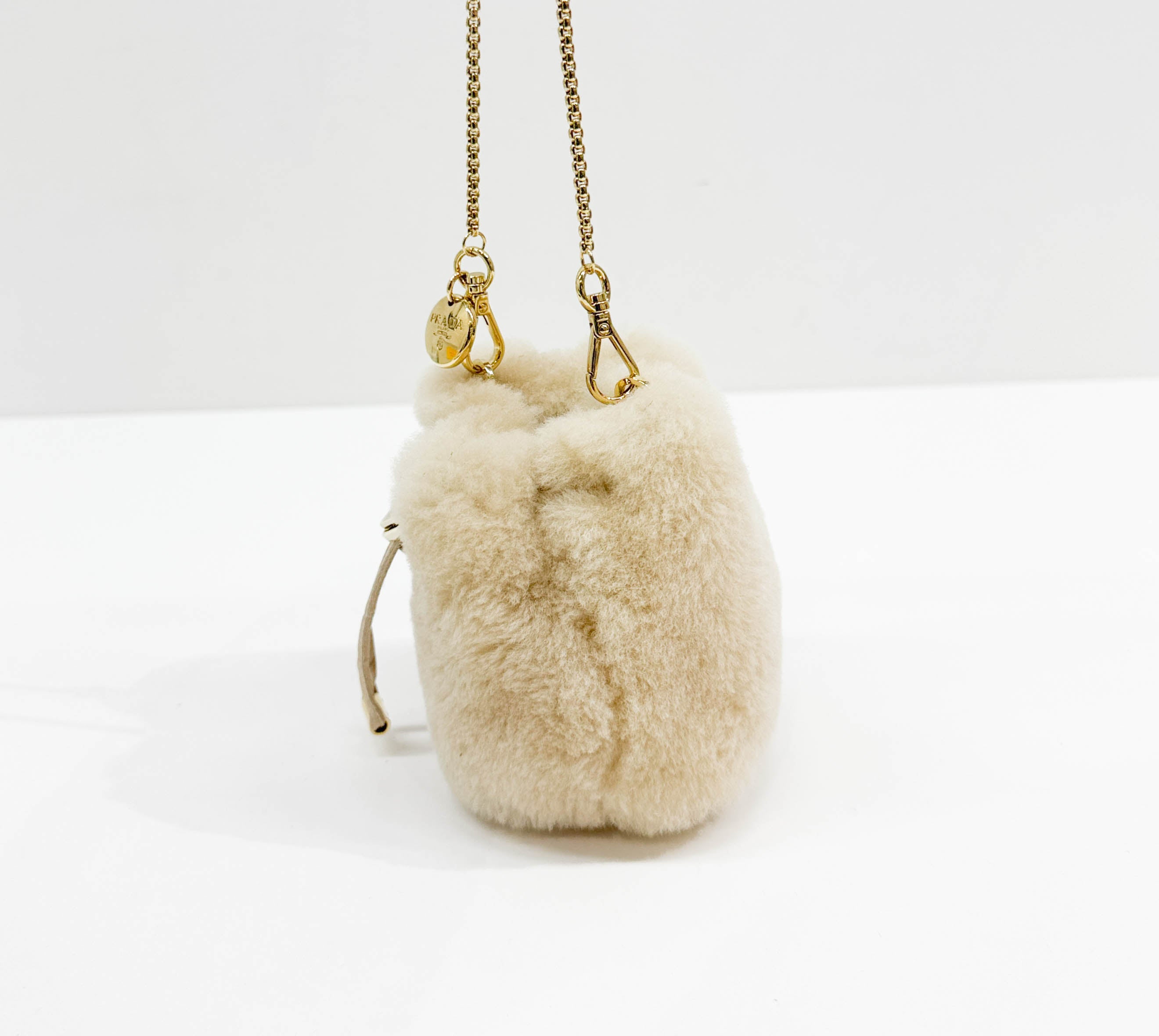 Beige Fur Pouch Bag