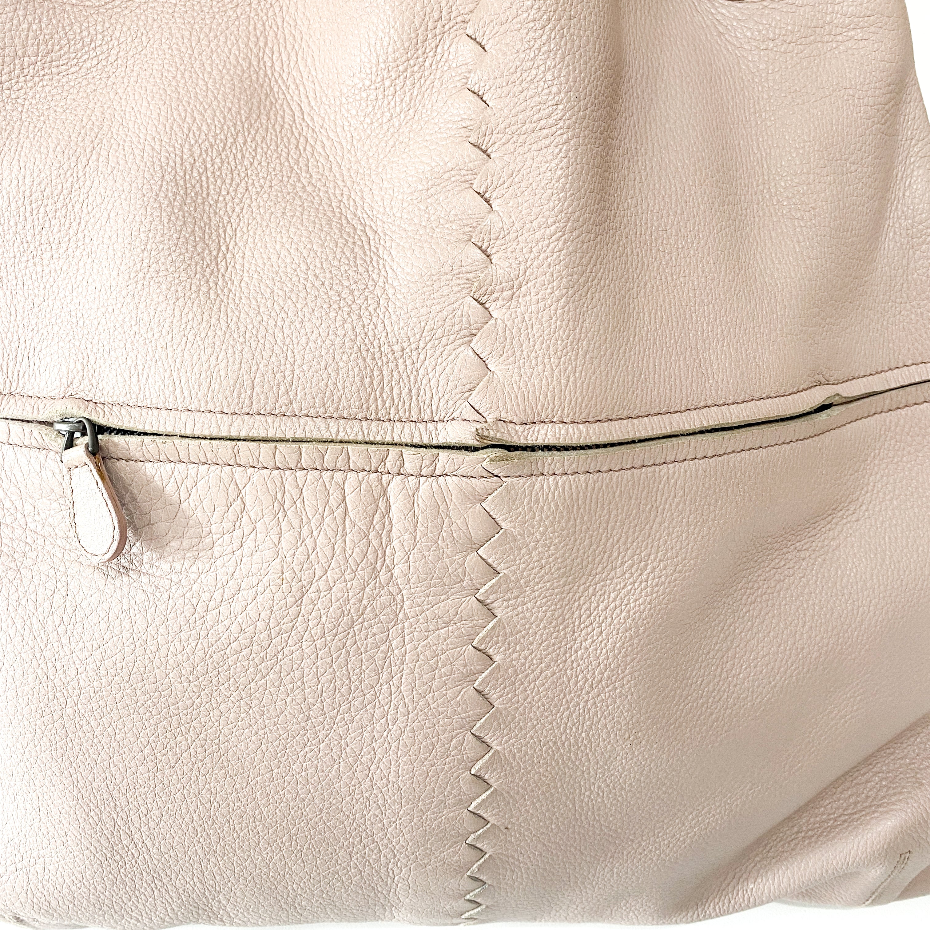 Light Pink Leather Tote Bag