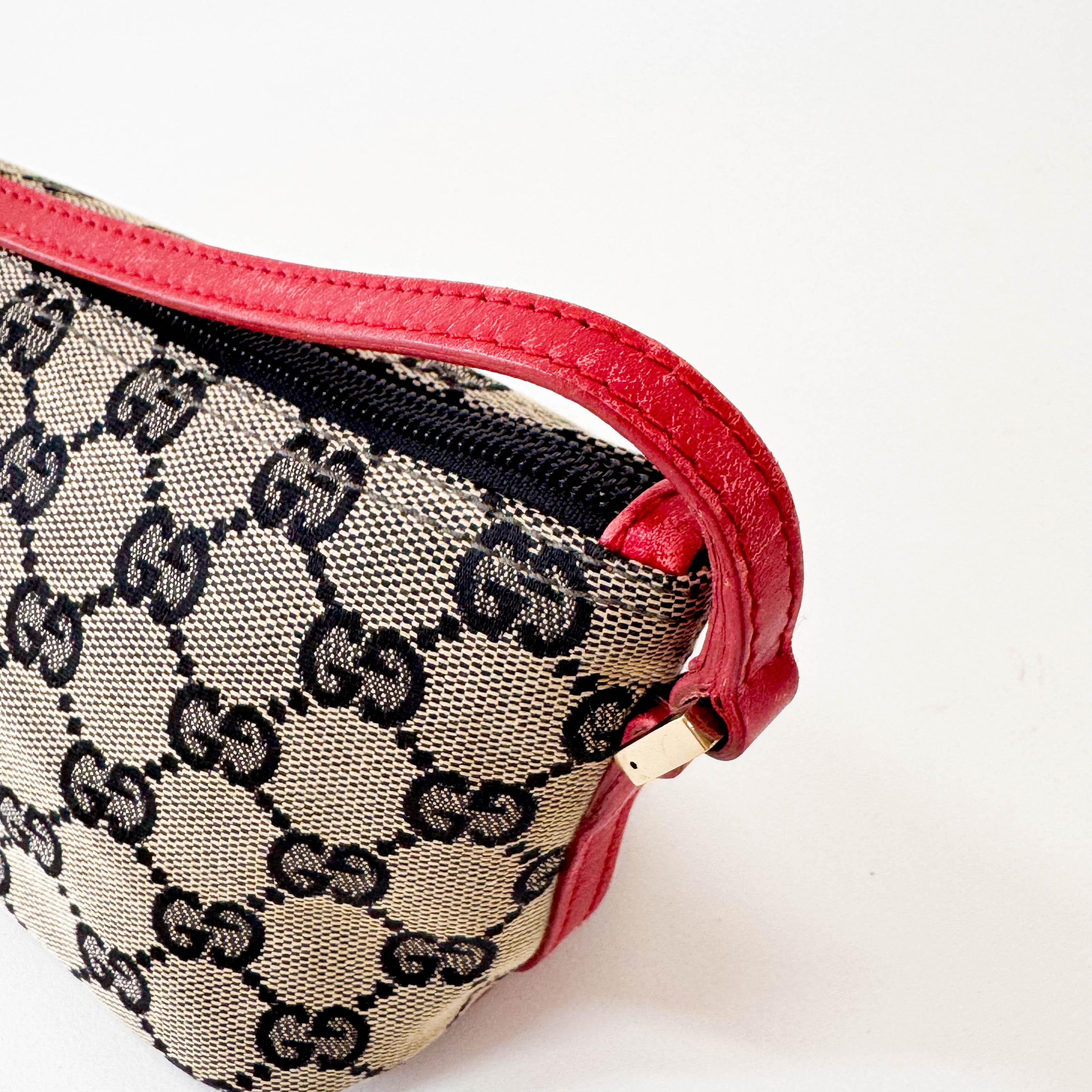 GG Canvas Boat Pochette Red Leather