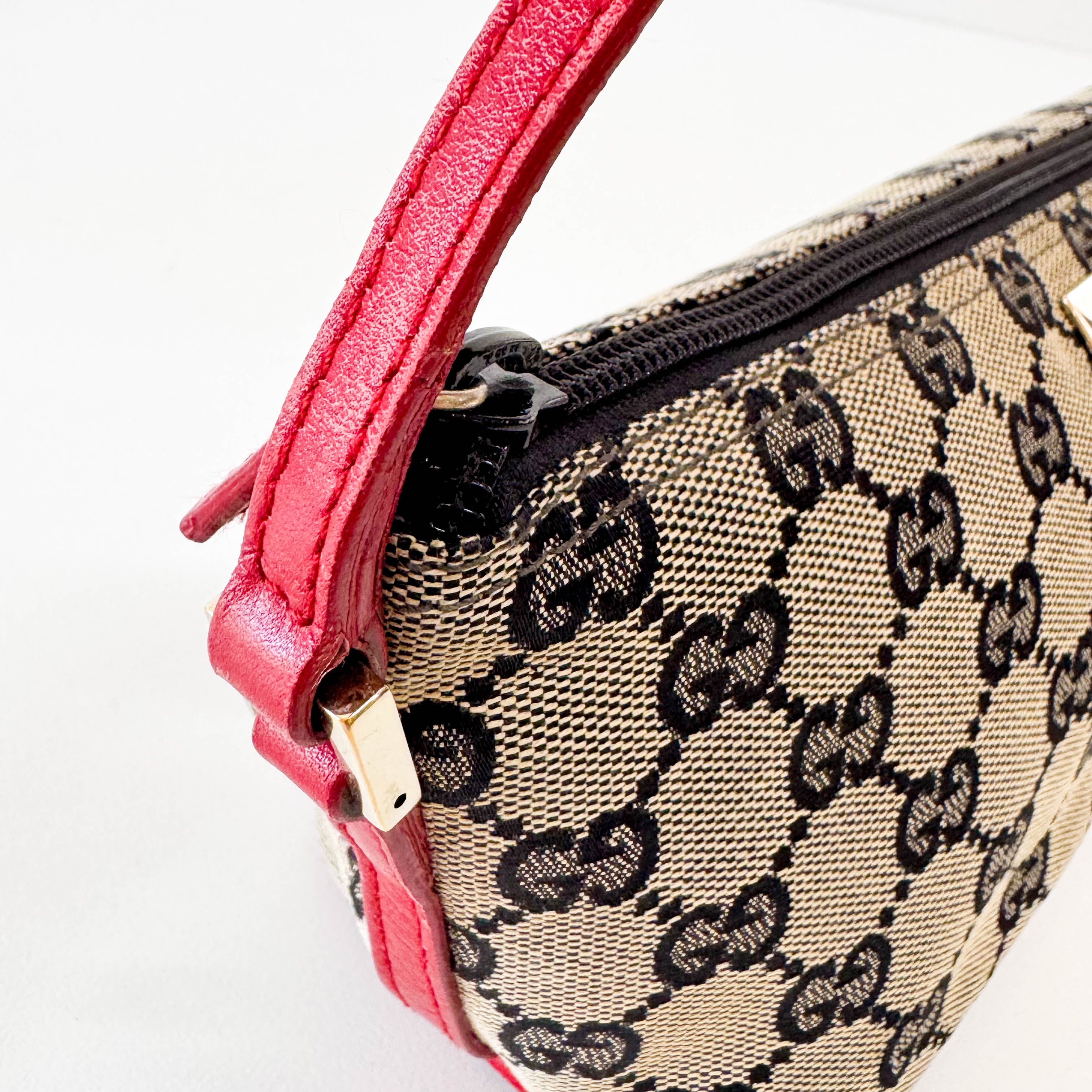 GG Canvas Boat Pochette Red Leather