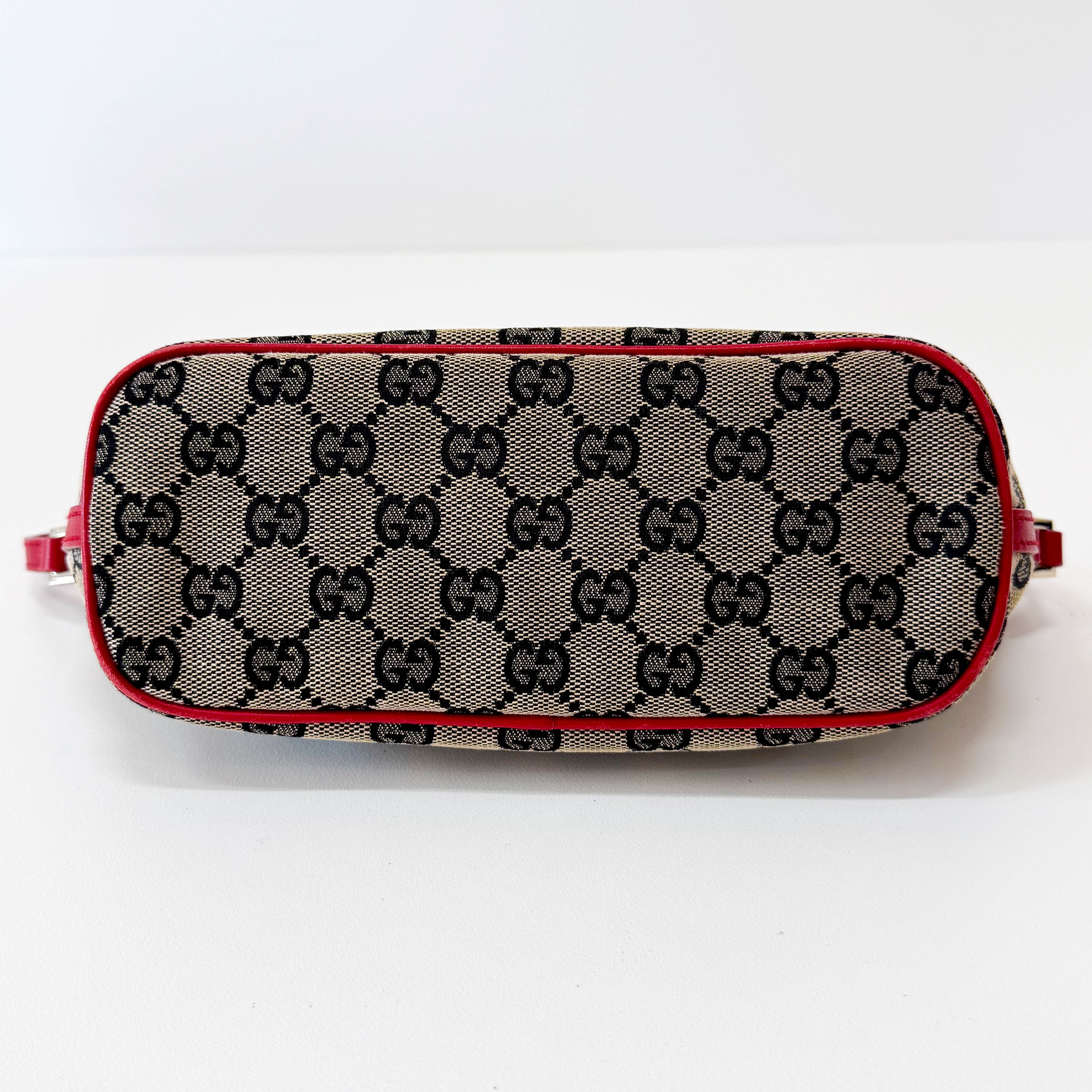 GG Canvas Boat Pochette Red Leather