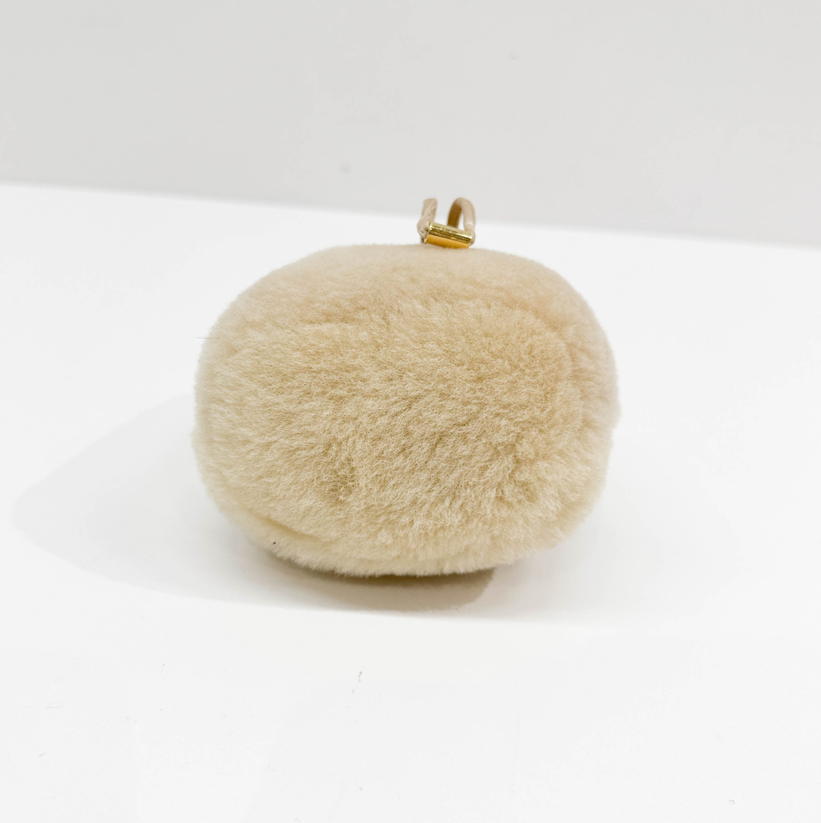 Beige Fur Pouch Bag