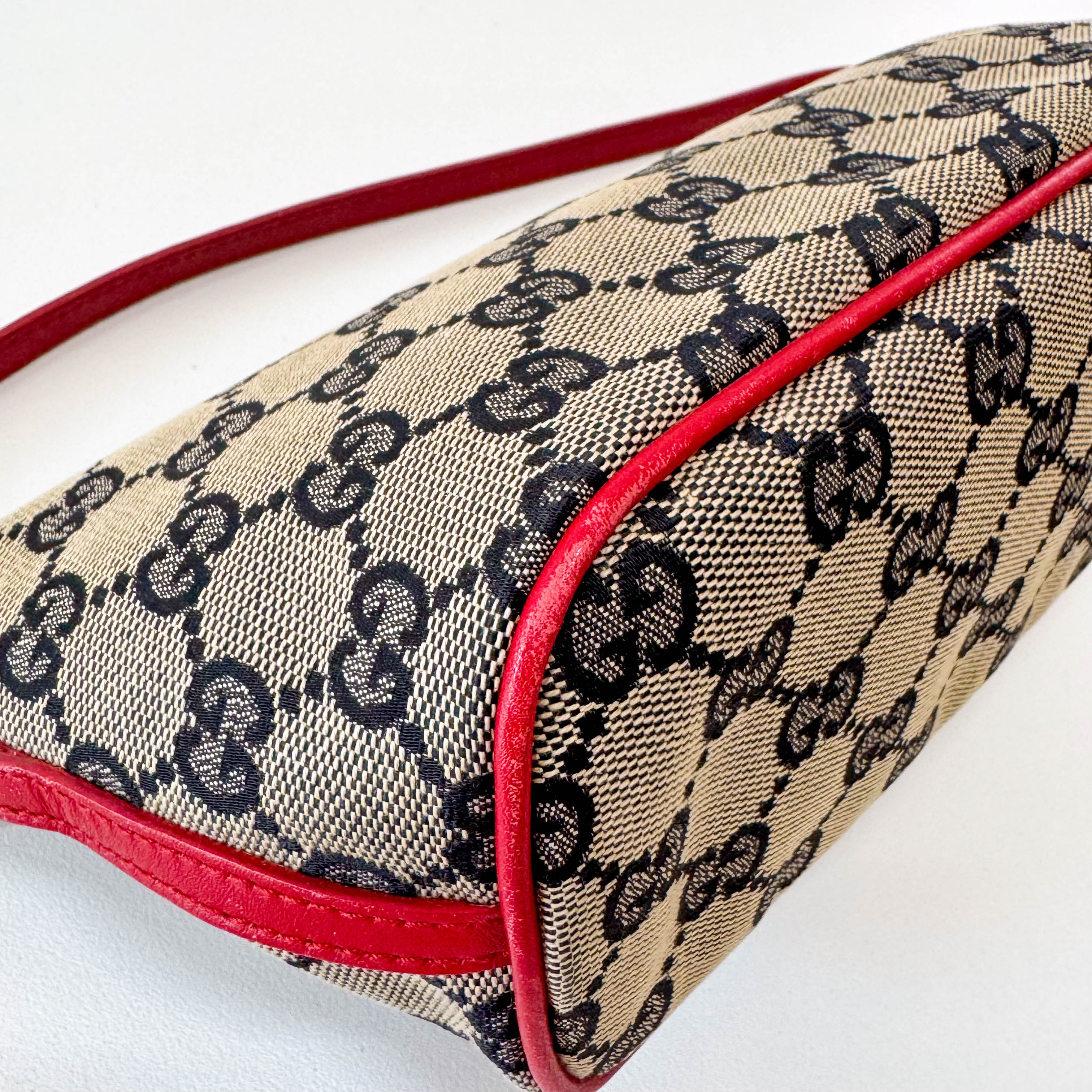 GG Canvas Boat Pochette Red Leather