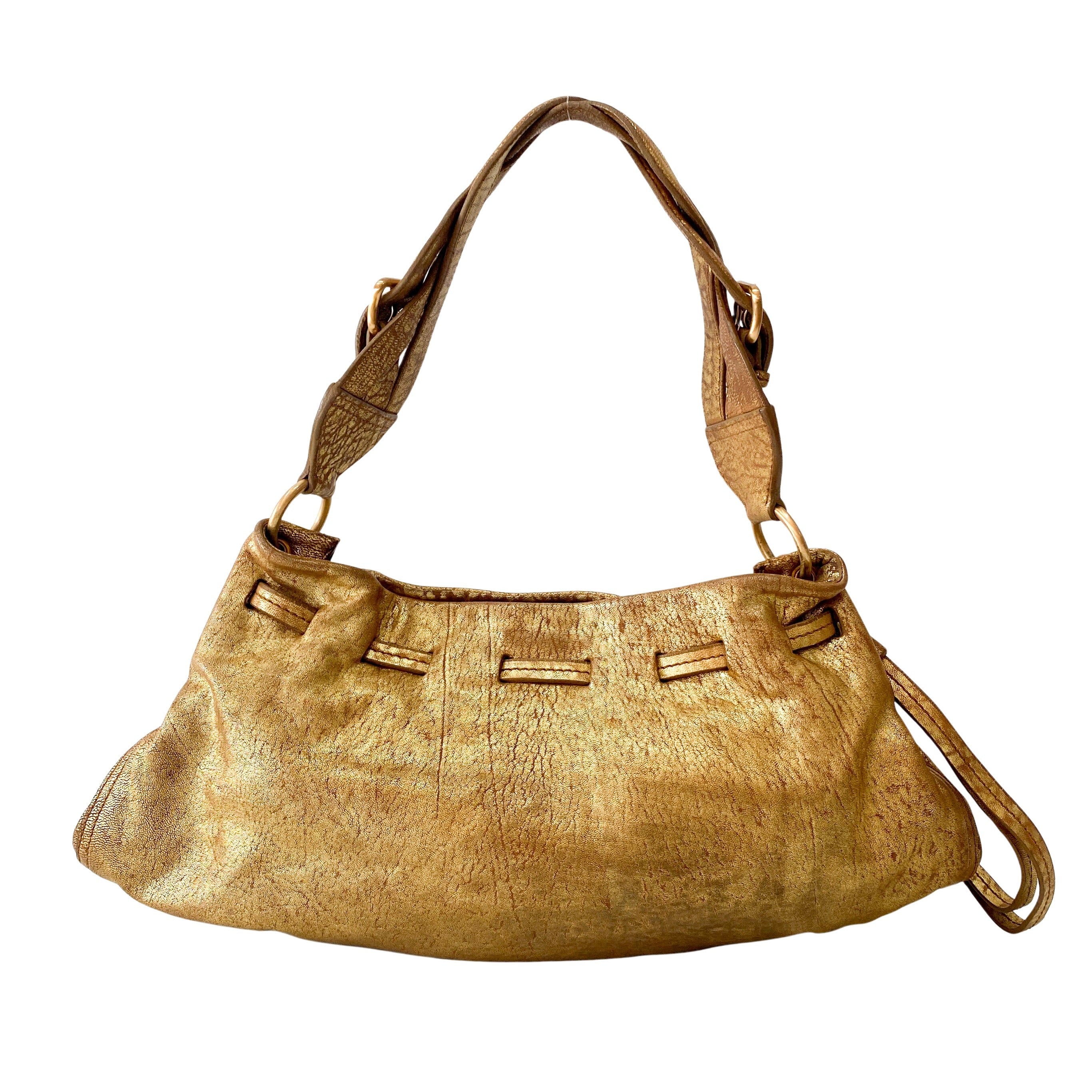 Gold Leather Shoulder Bag