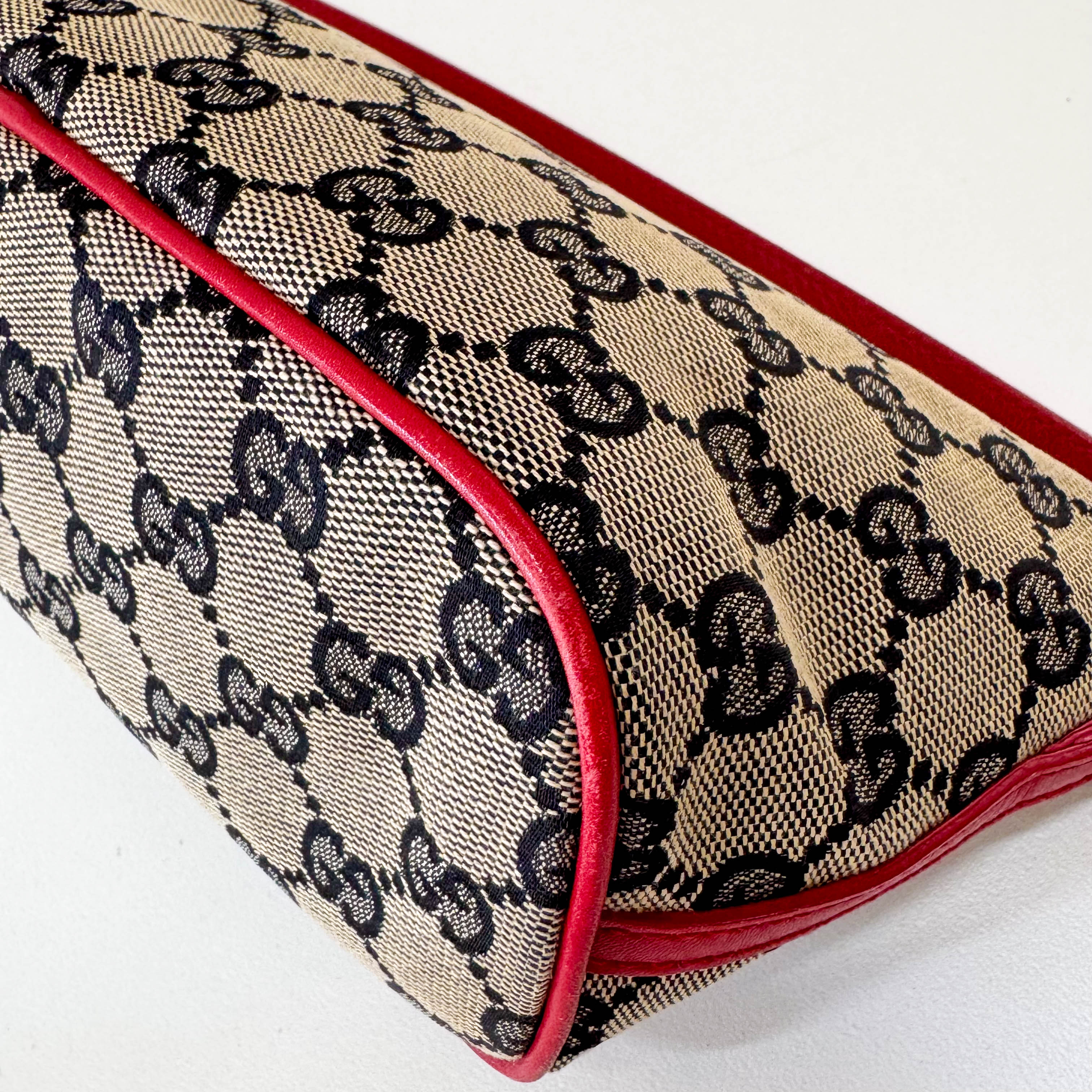 GG Canvas Boat Pochette Red Leather