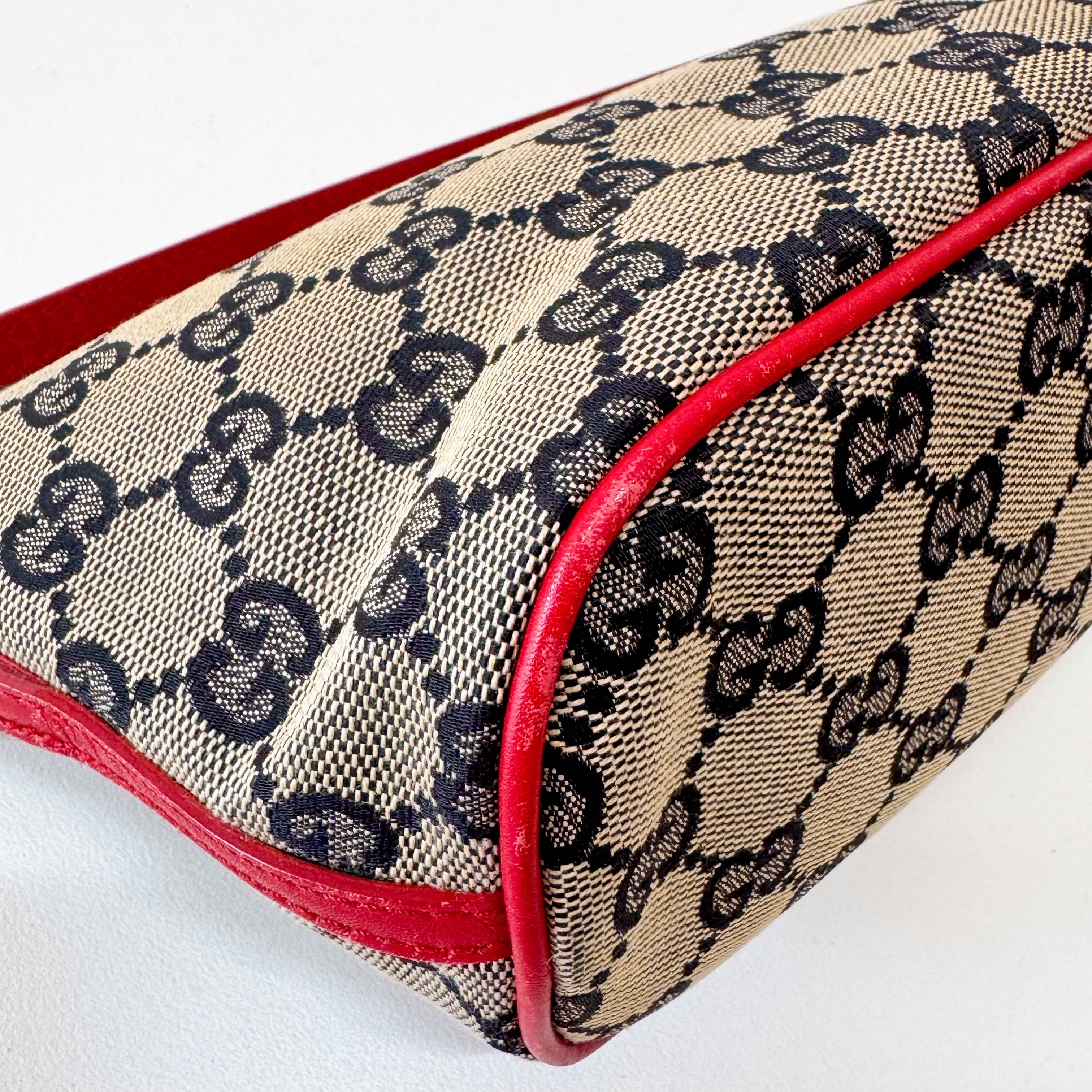 GG Canvas Boat Pochette Red Leather