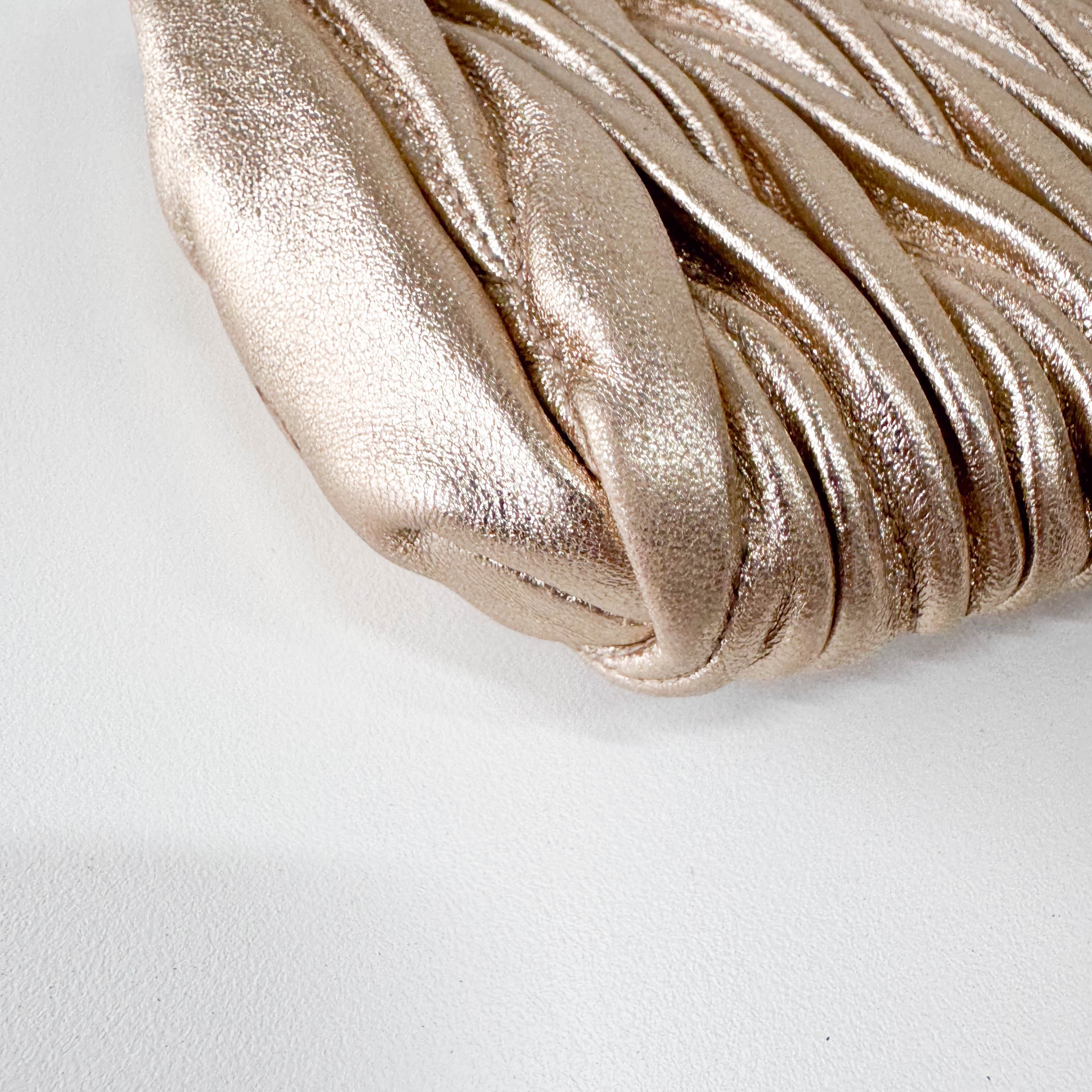 Gold Matelasse Leather Clutch Bag