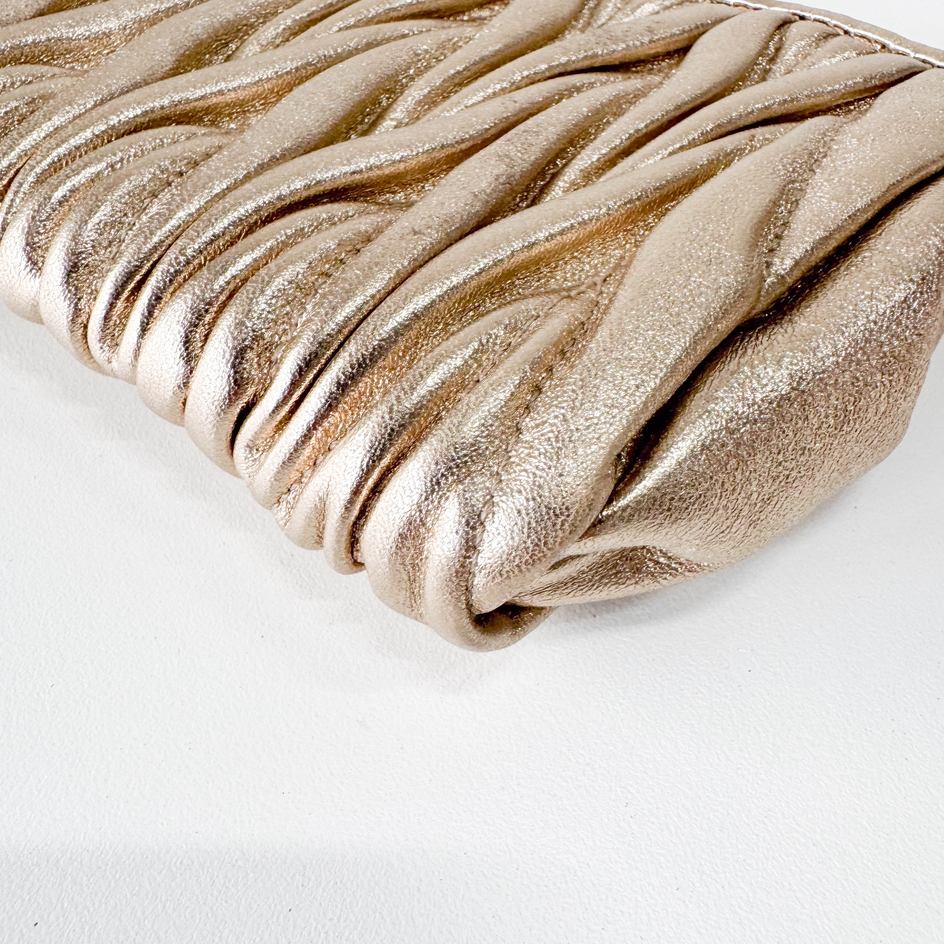 Gold Matelasse Leather Clutch Bag