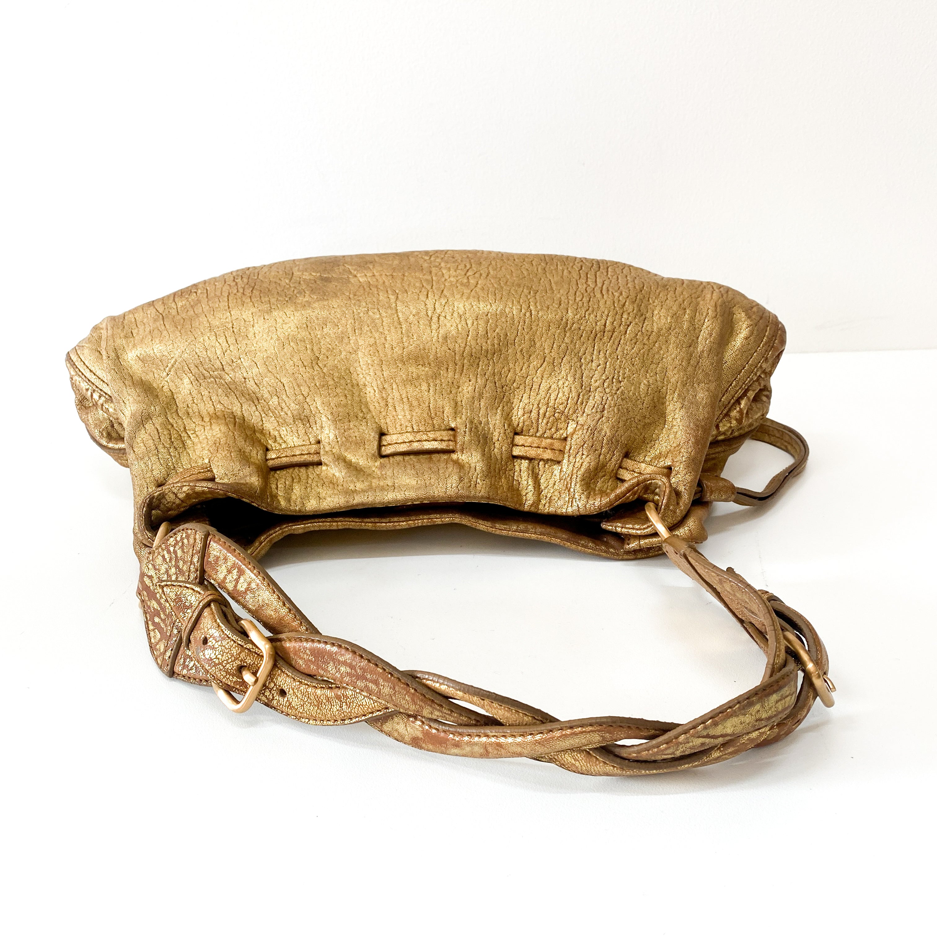 Gold Leather Shoulder Bag
