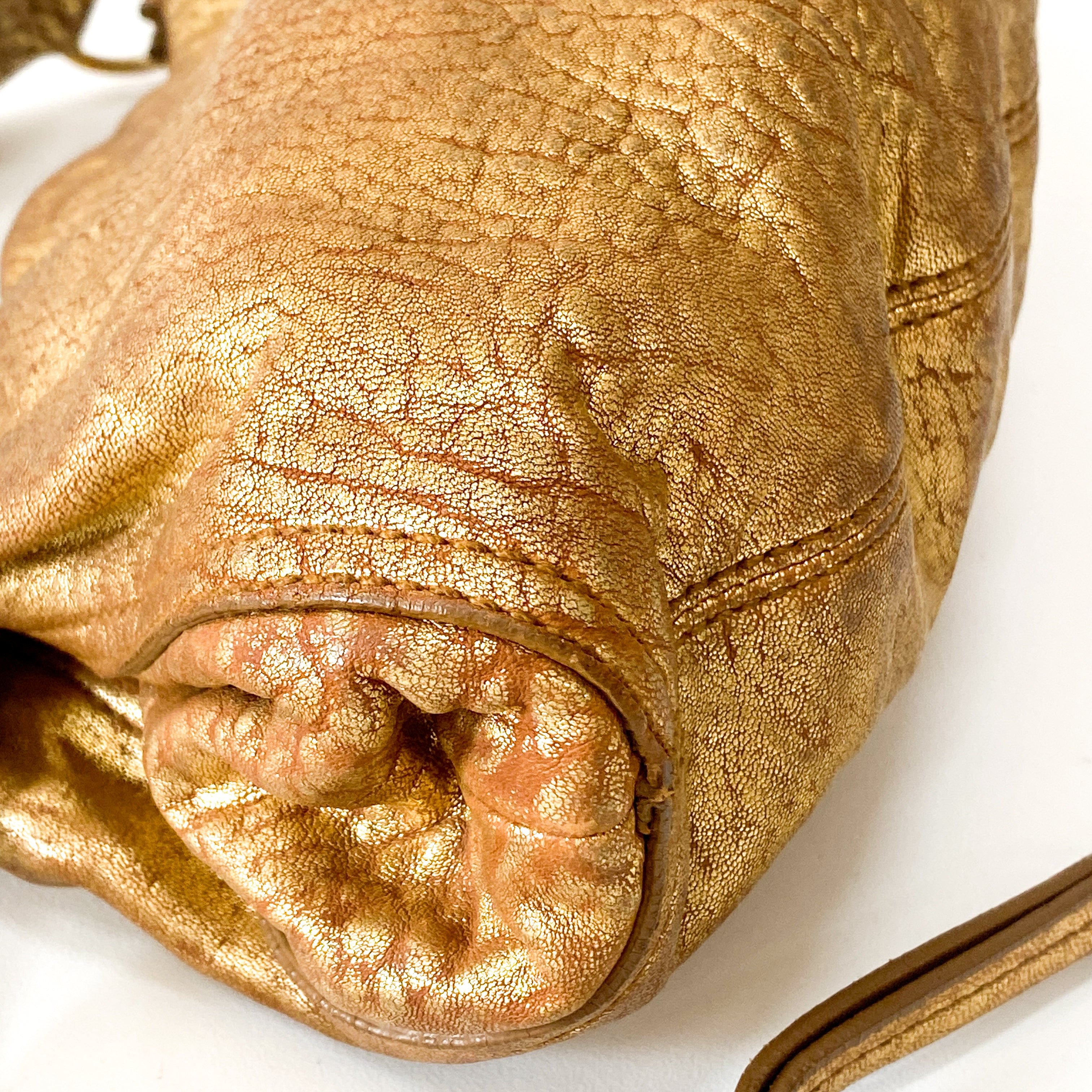 Gold Leather Shoulder Bag