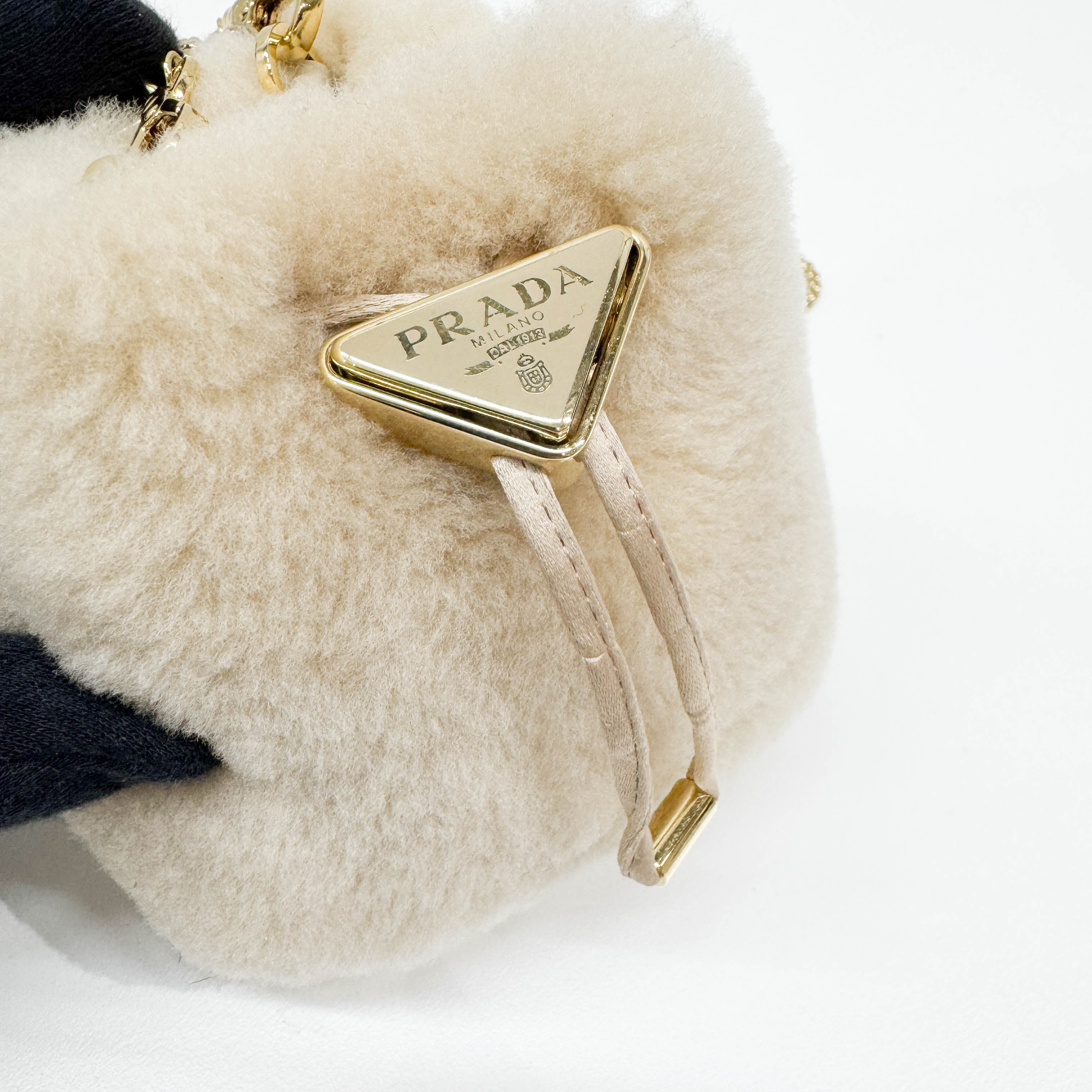 Beige Fur Pouch Bag