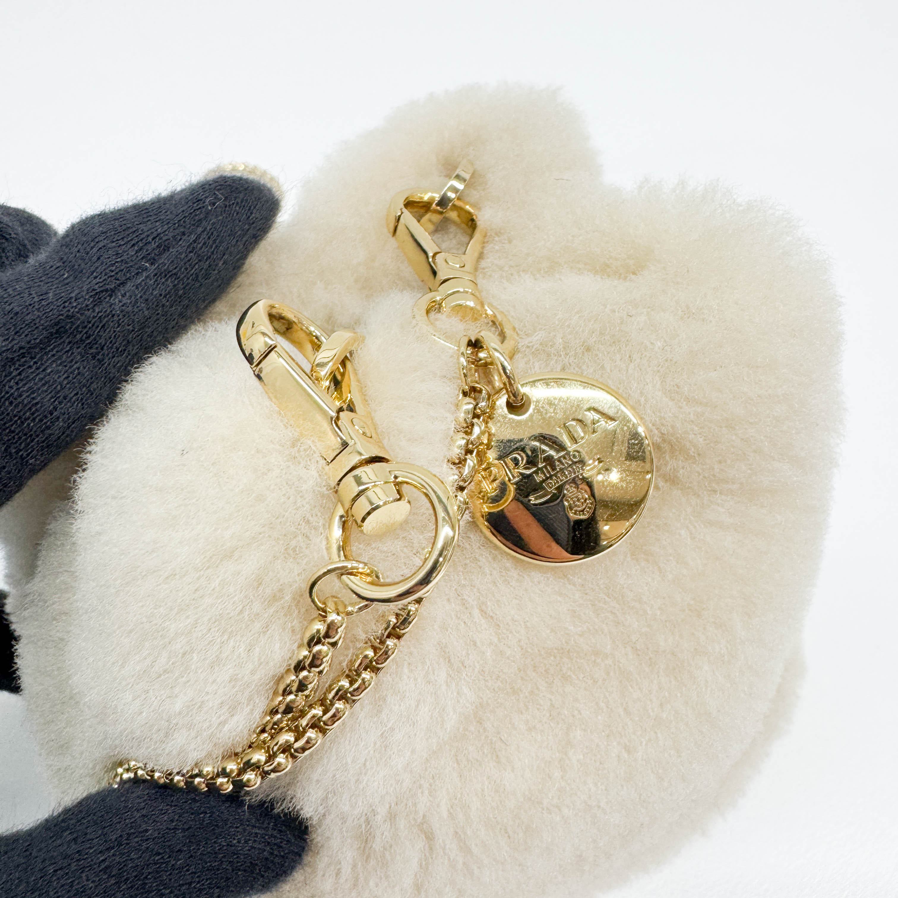 Beige Fur Pouch Bag