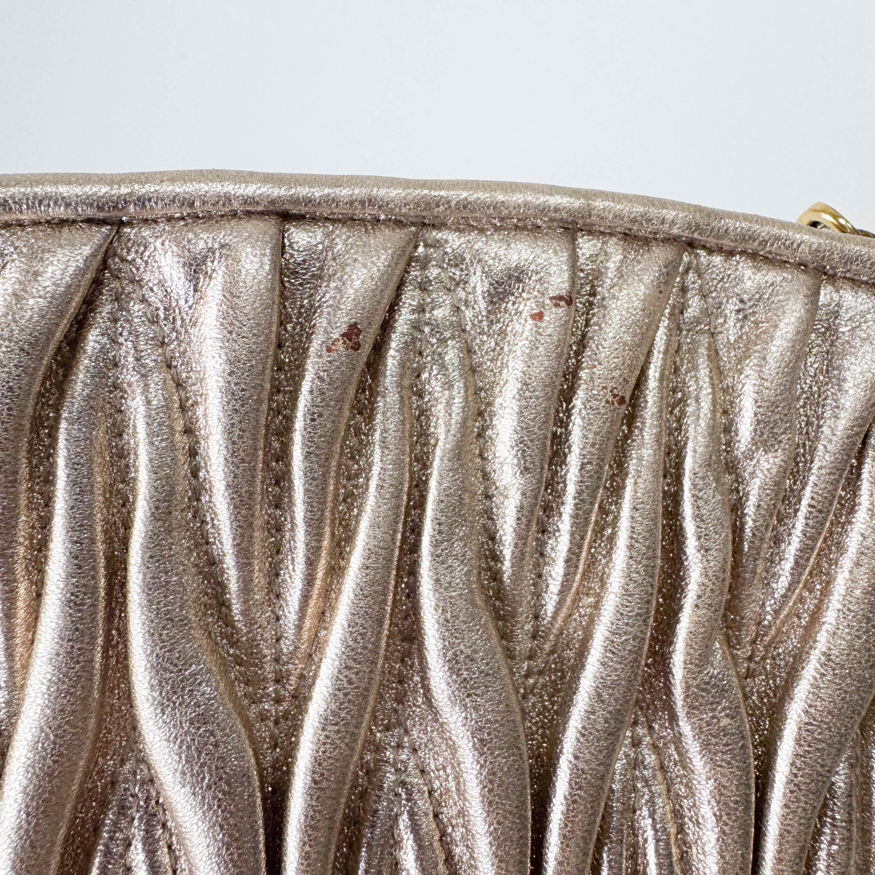 Gold Matelasse Leather Clutch Bag