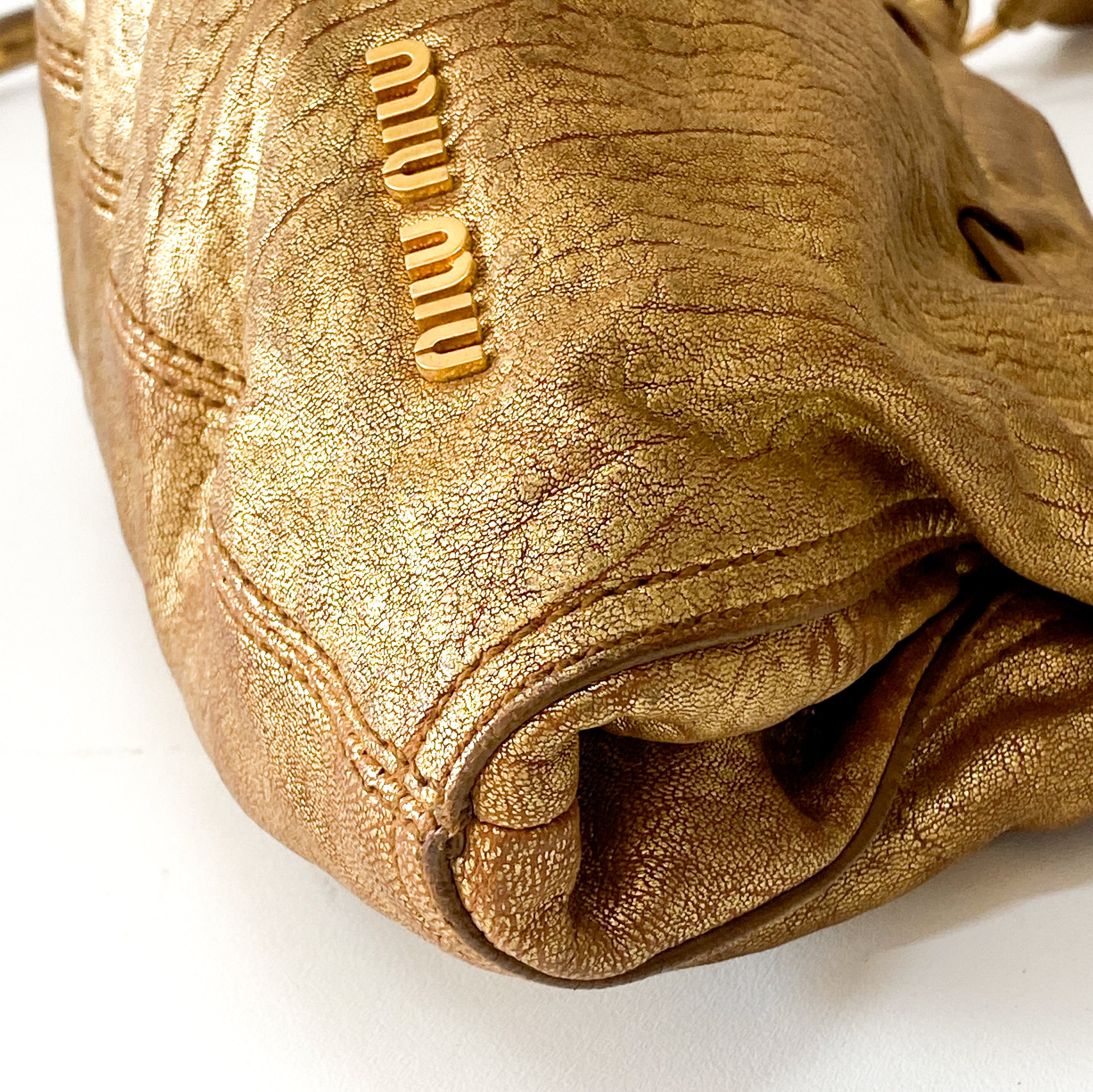 Gold Leather Shoulder Bag