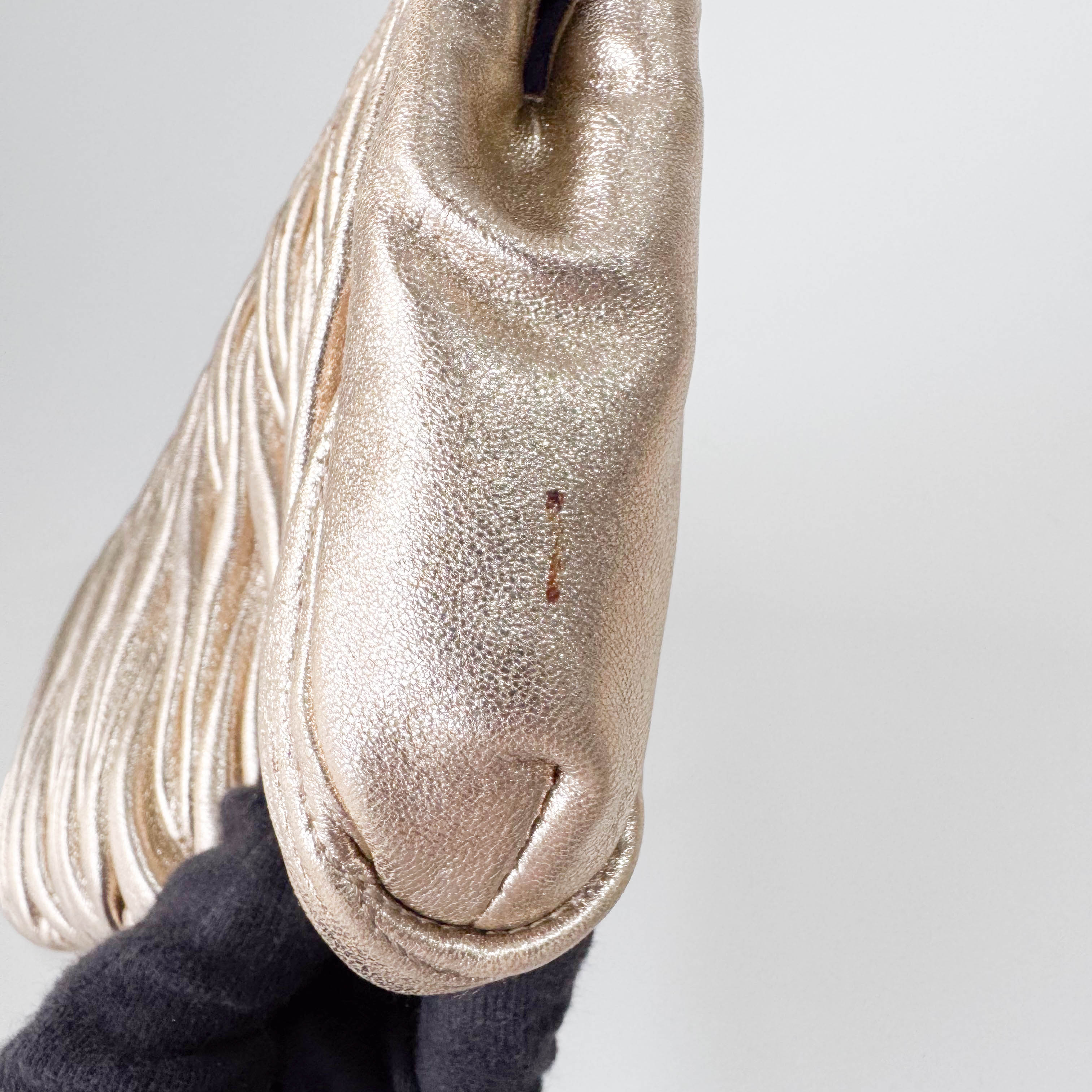 Gold Matelasse Leather Clutch Bag