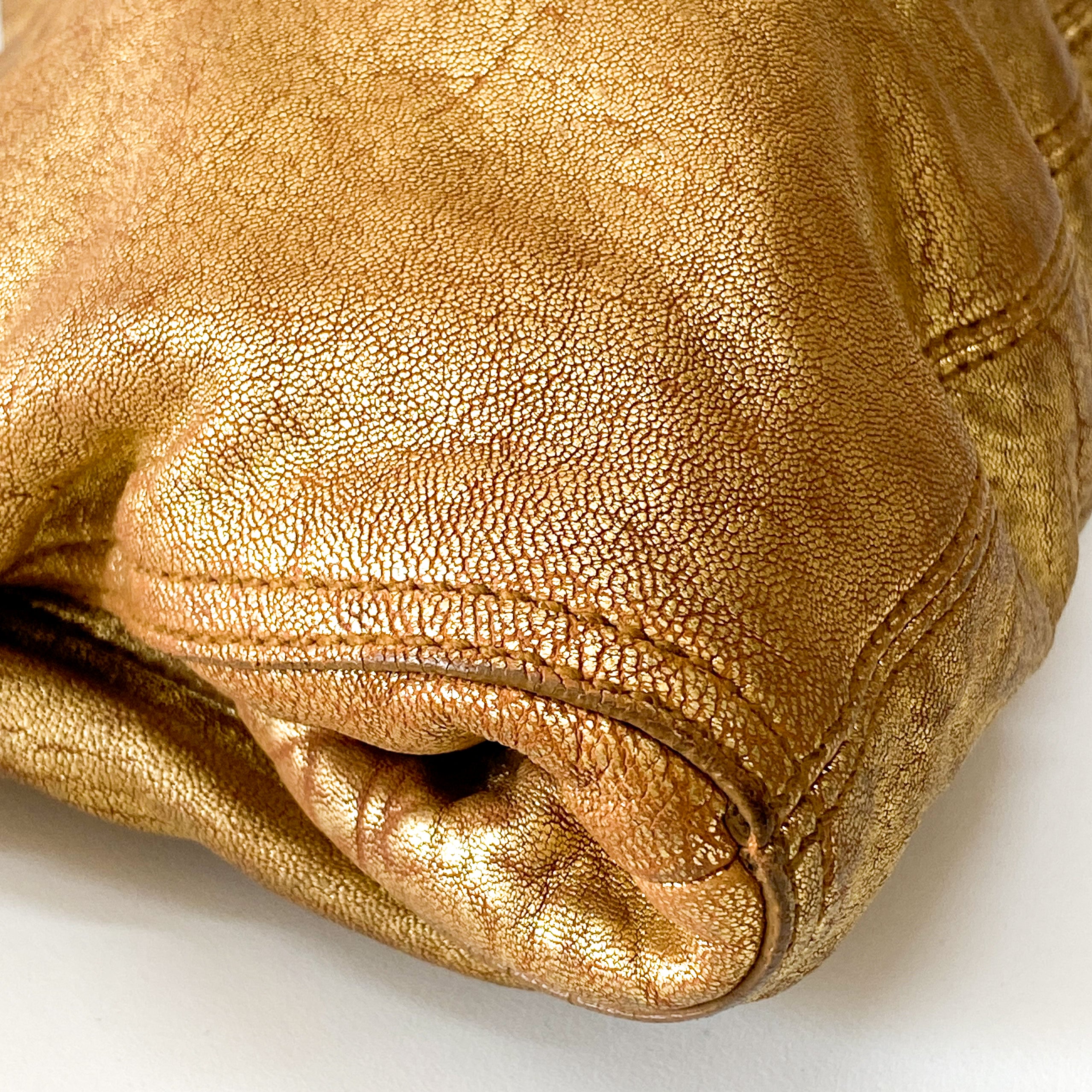 Gold Leather Shoulder Bag