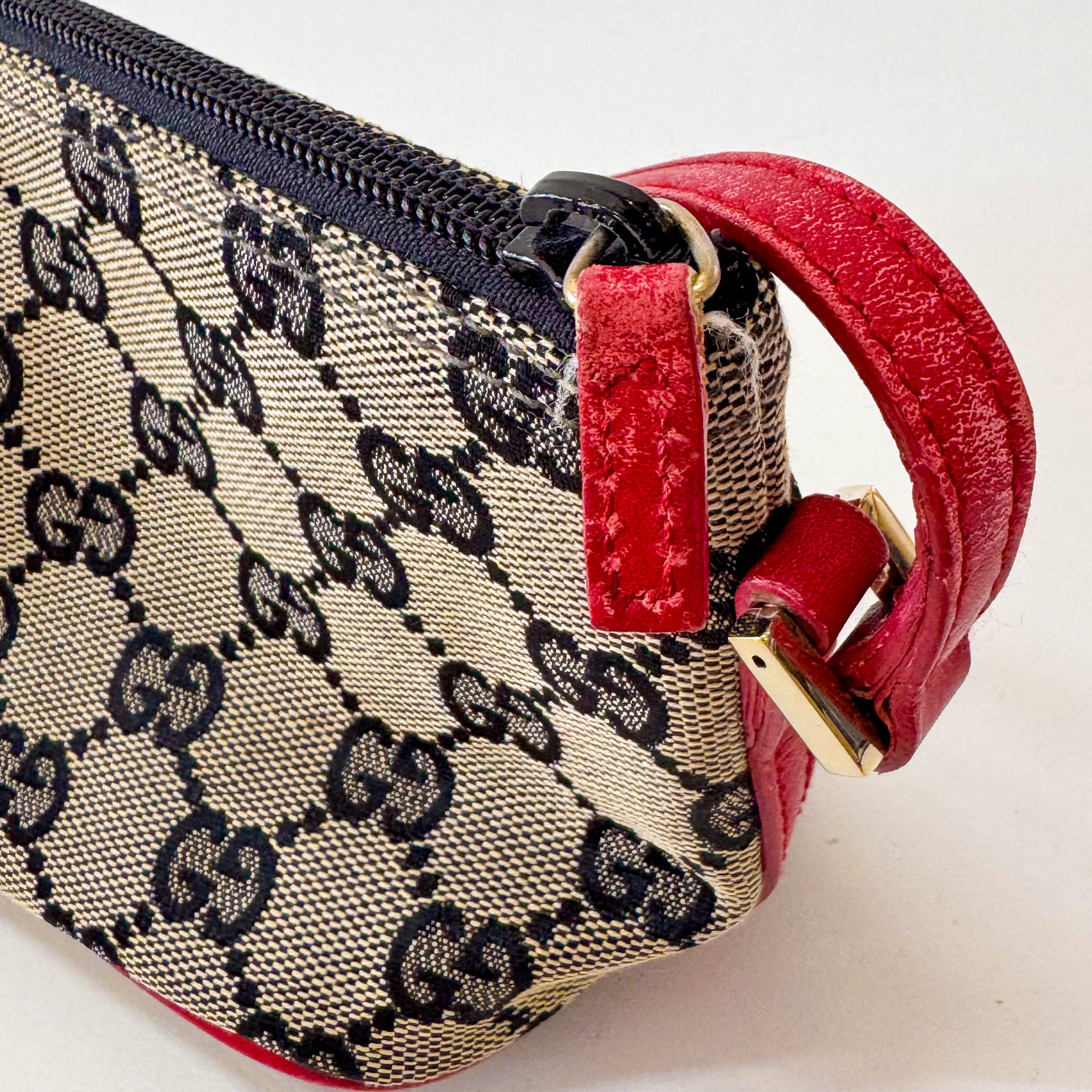 GG Canvas Boat Pochette Red Leather