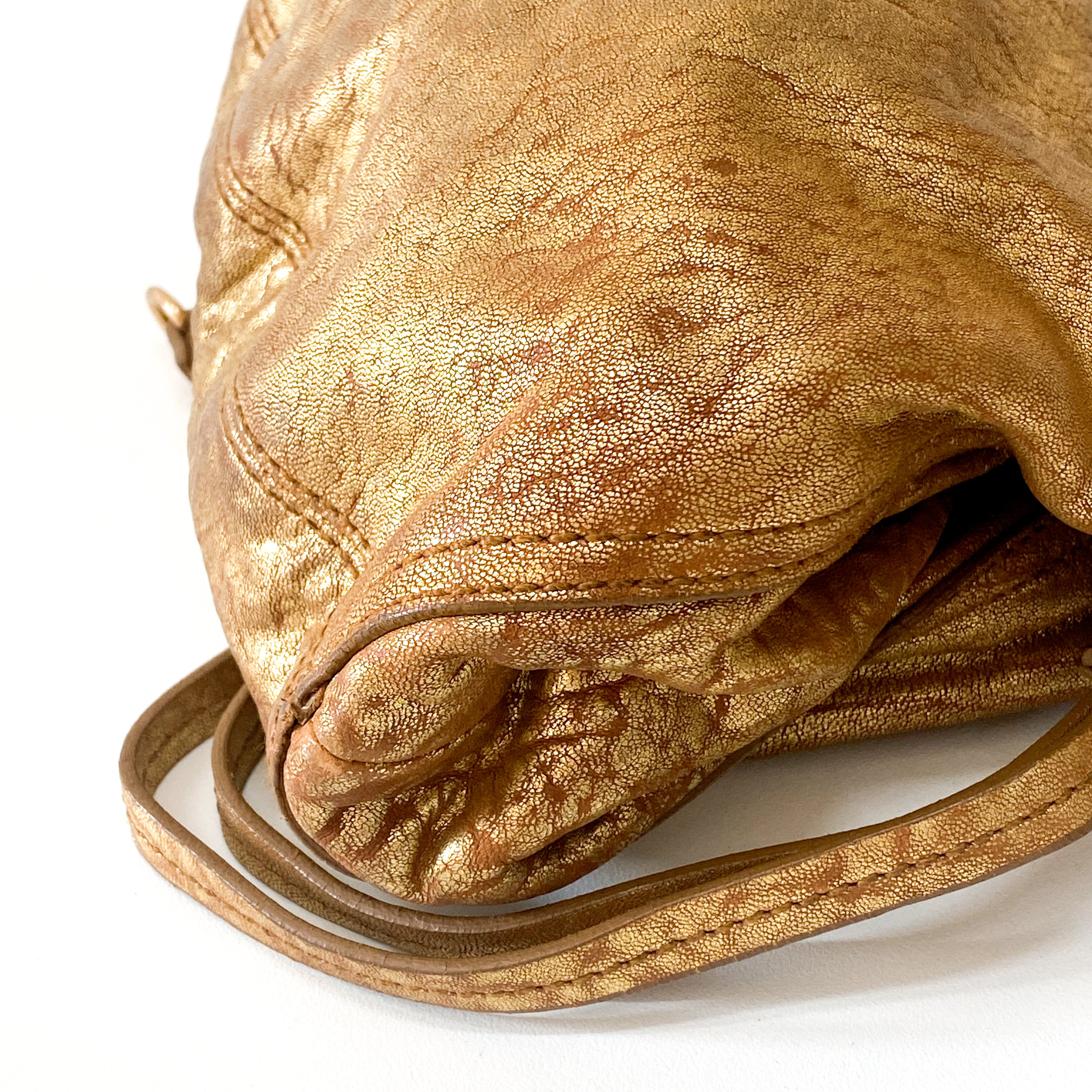 Gold Leather Shoulder Bag