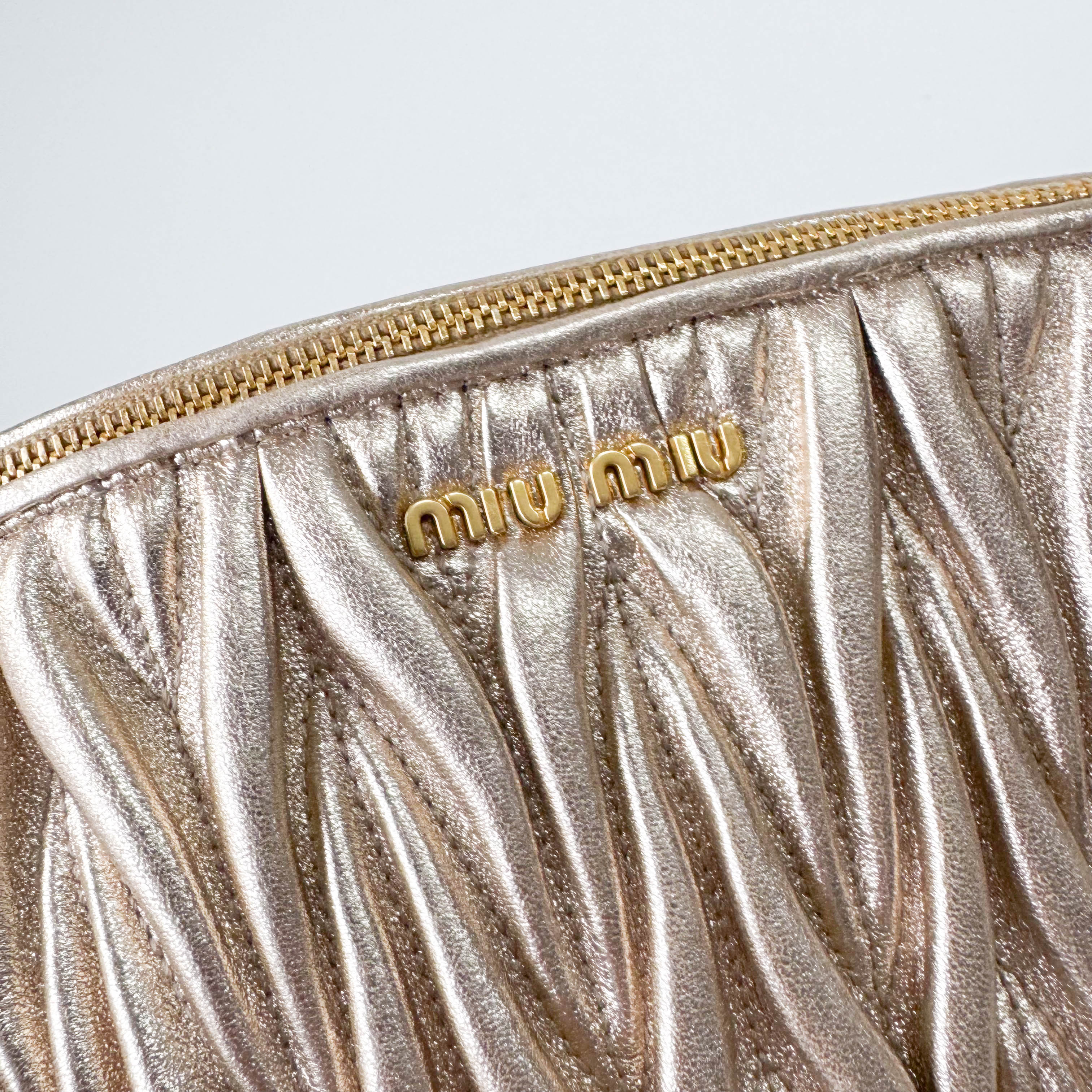 Gold Matelasse Leather Clutch Bag