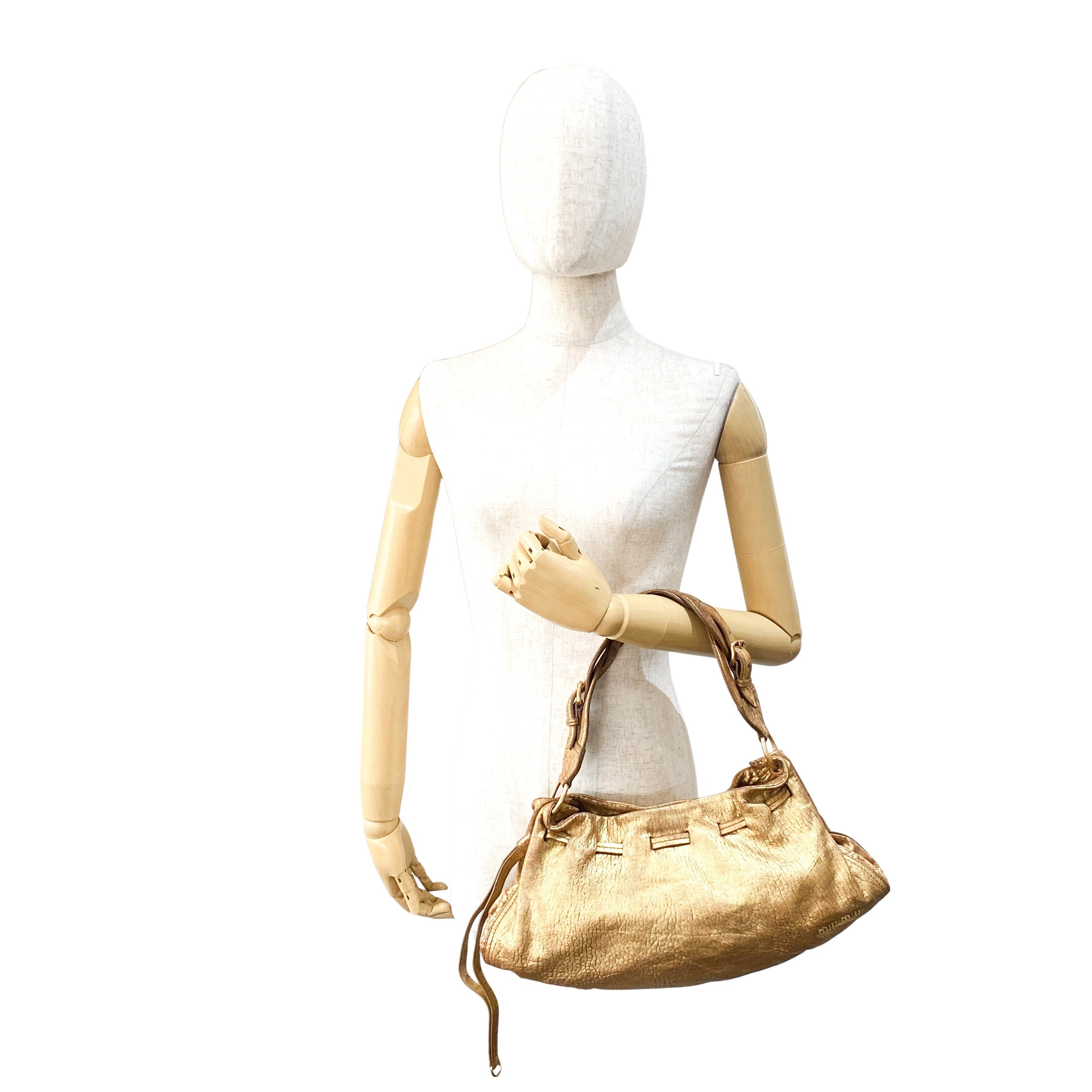 Gold Leather Shoulder Bag