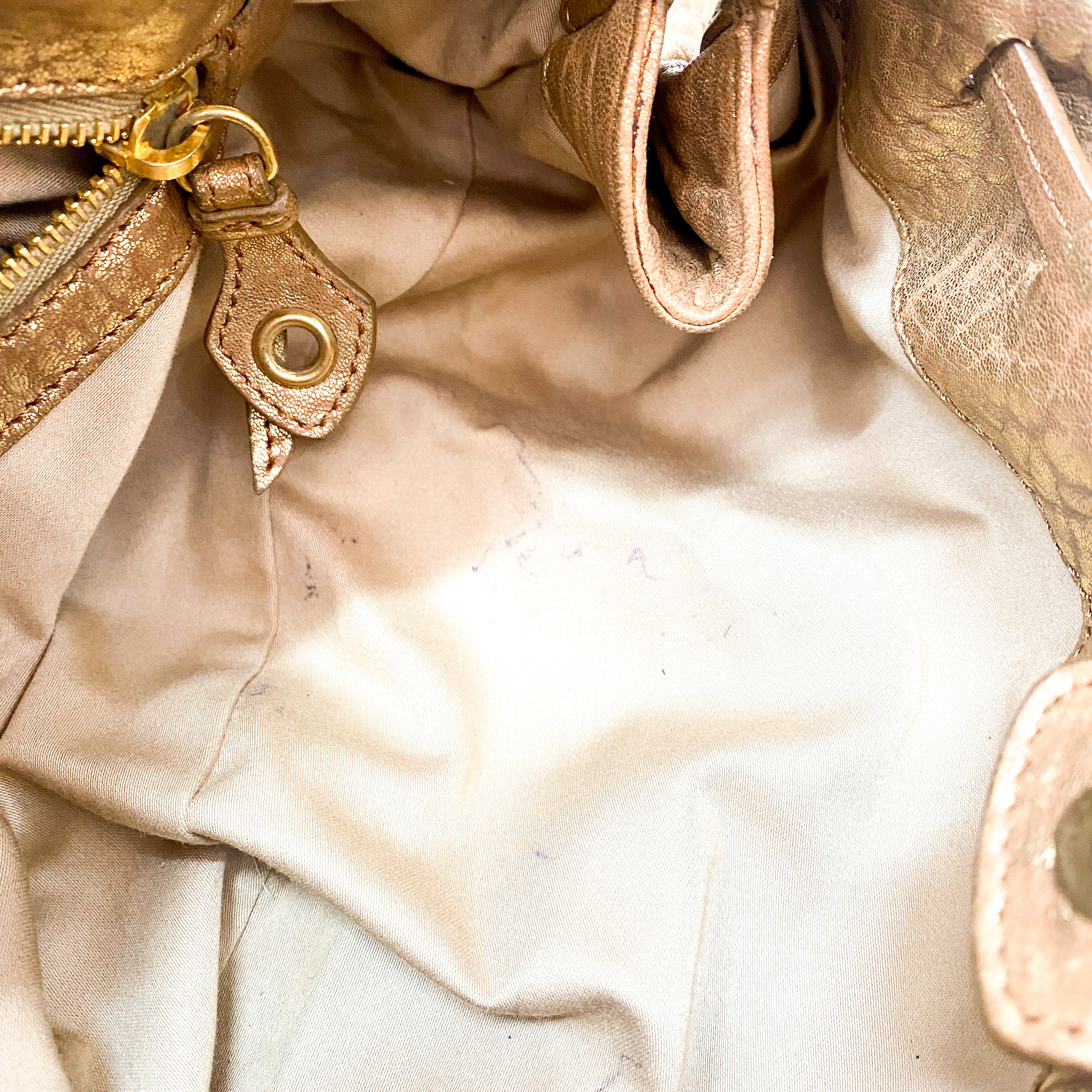 Gold Leather Shoulder Bag