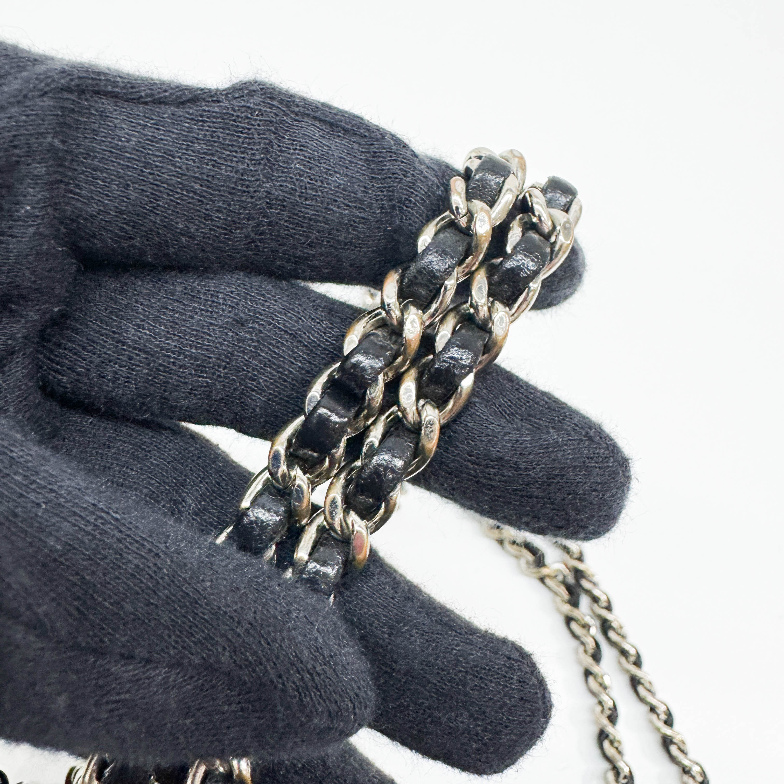 Mini Classic Flap Chevron Black Sequin Shoulder Bag