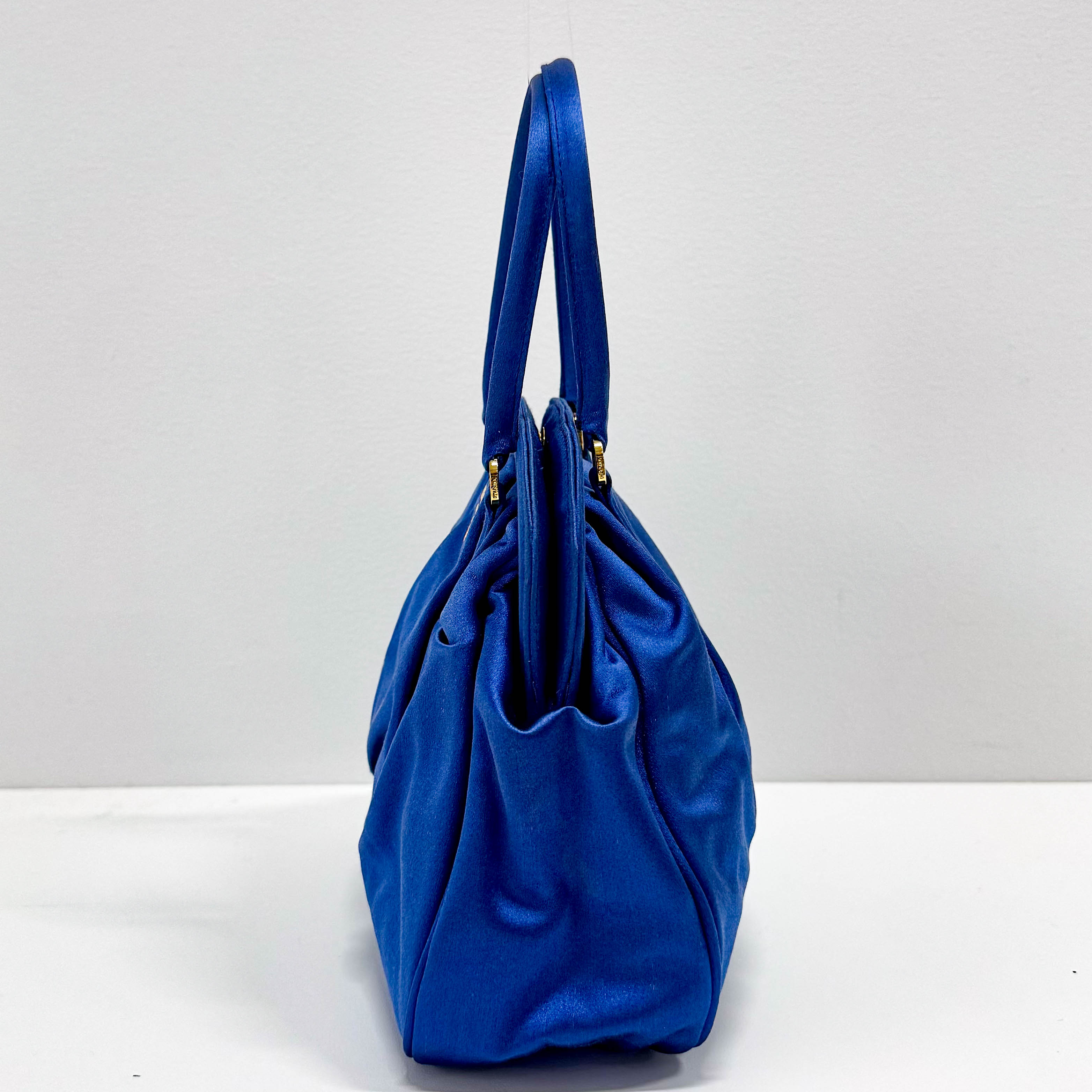 Blue Satin Prada Handbag