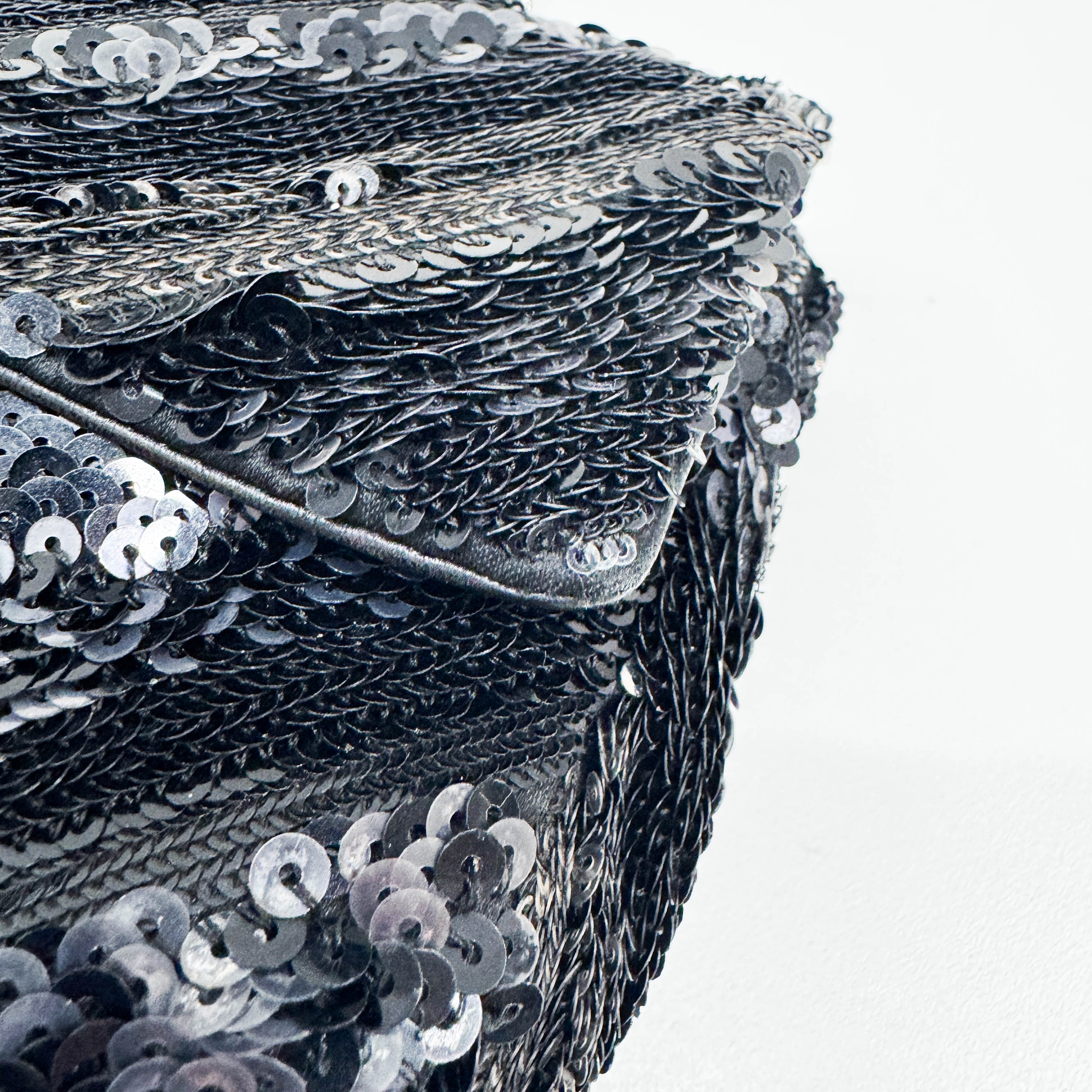 Mini Classic Flap Chevron Black Sequin Shoulder Bag