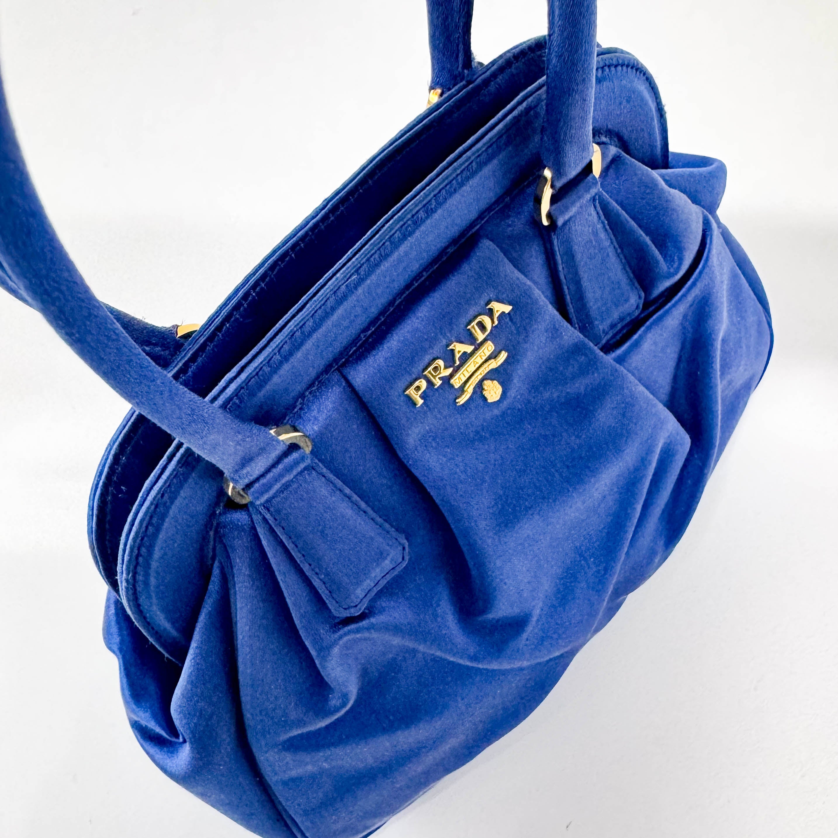 Blue Satin Prada Handbag