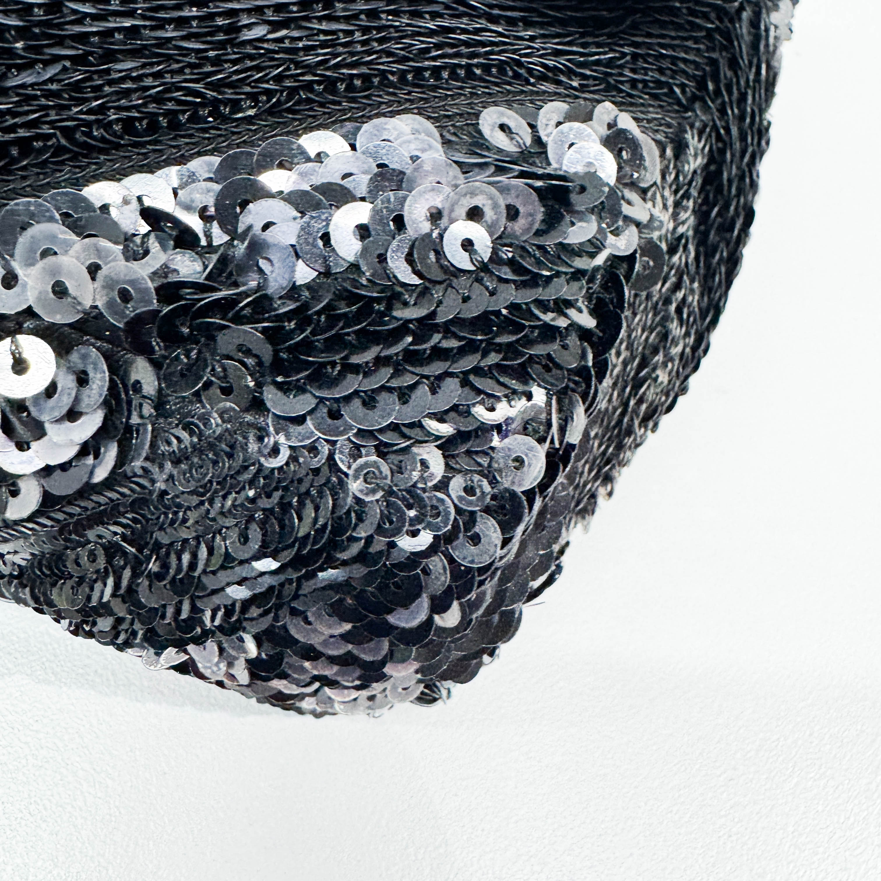 Mini Classic Flap Chevron Black Sequin Shoulder Bag