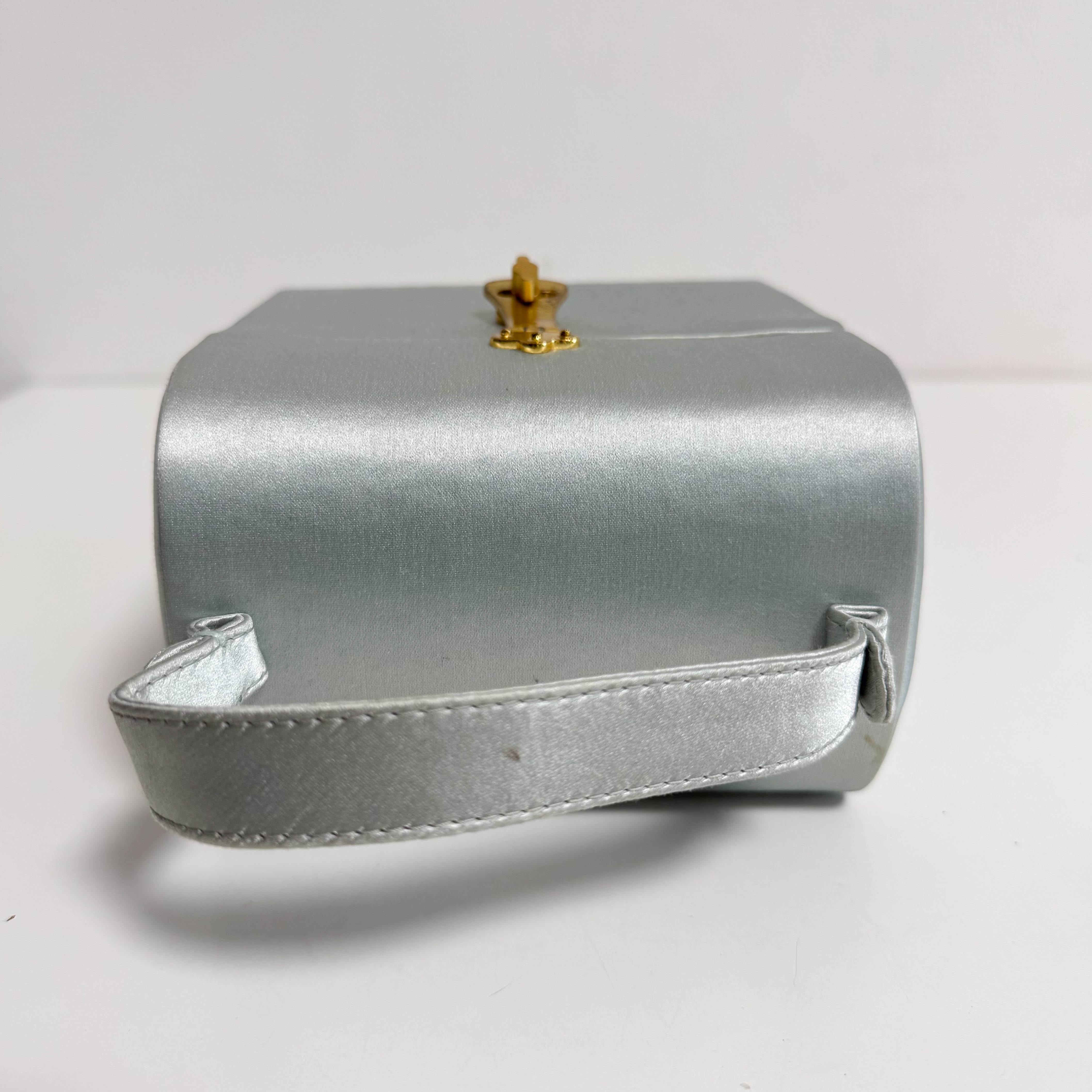 Vintage Light Blue Satin Hand Bag