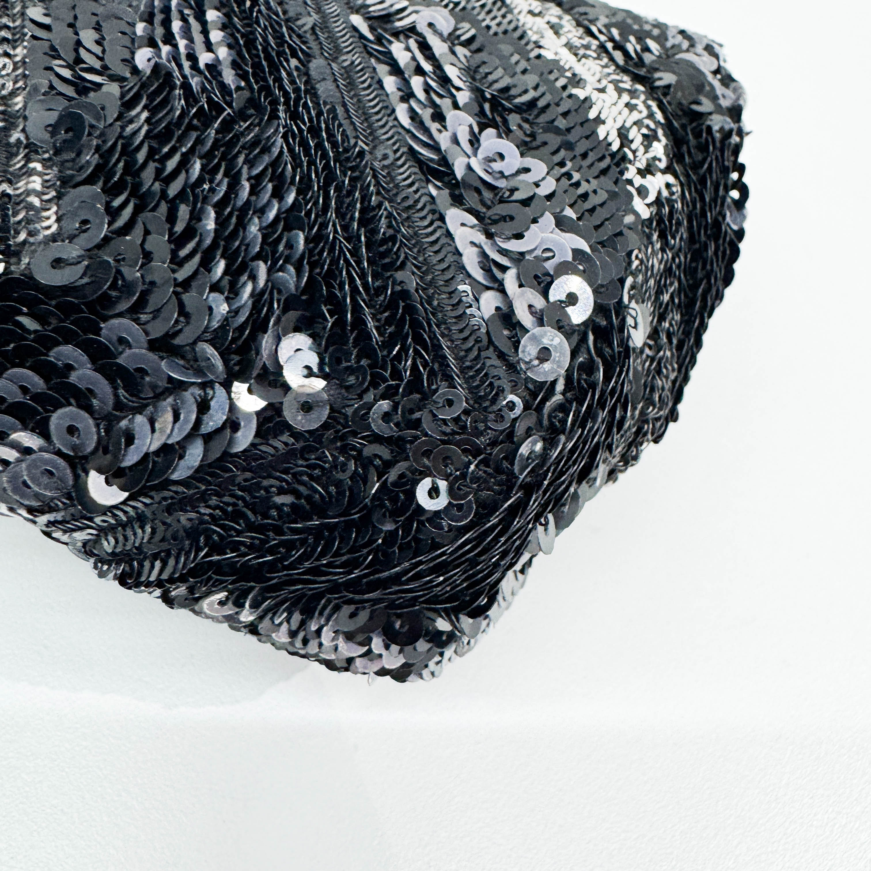 Mini Classic Flap Chevron Black Sequin Shoulder Bag