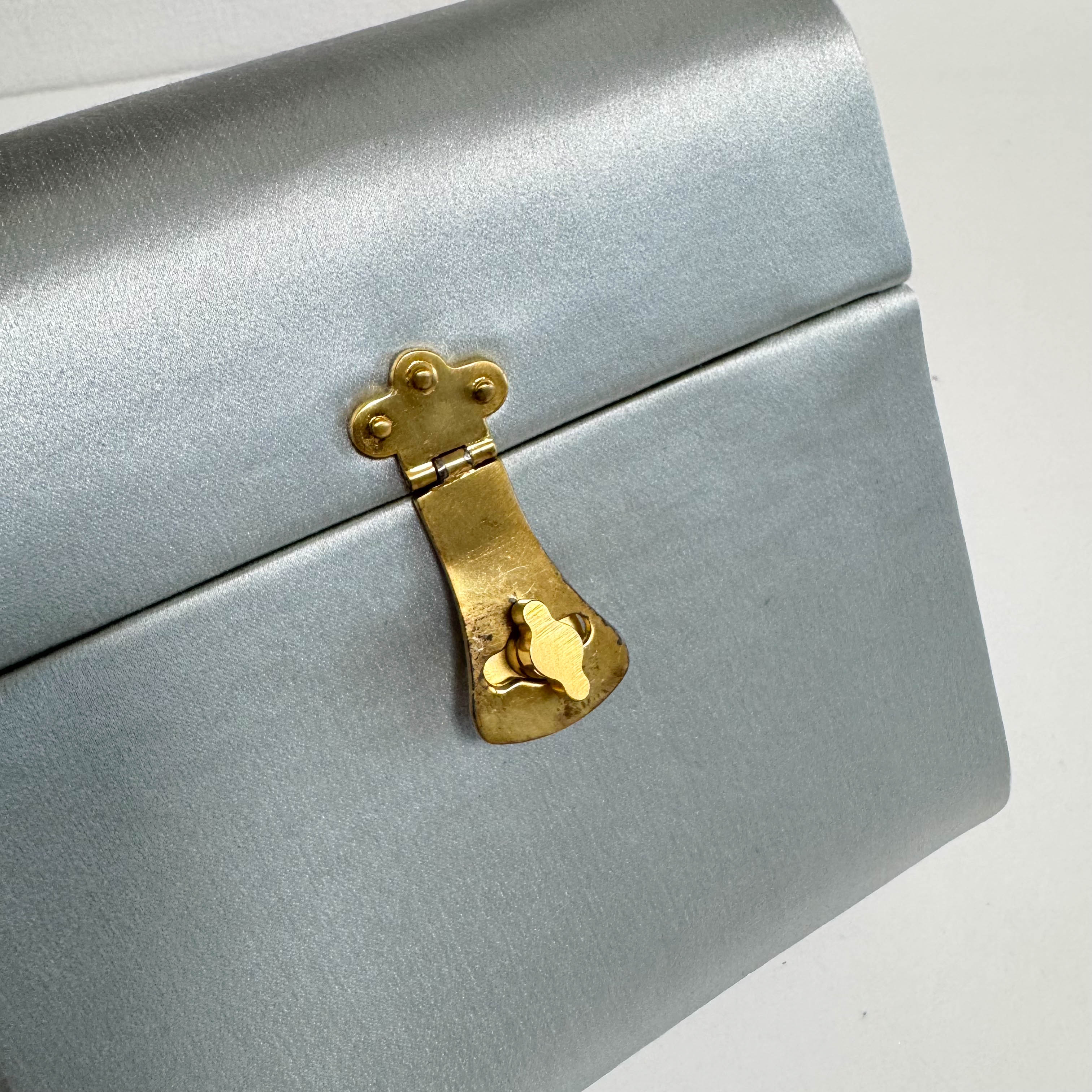 Vintage Light Blue Satin Hand Bag