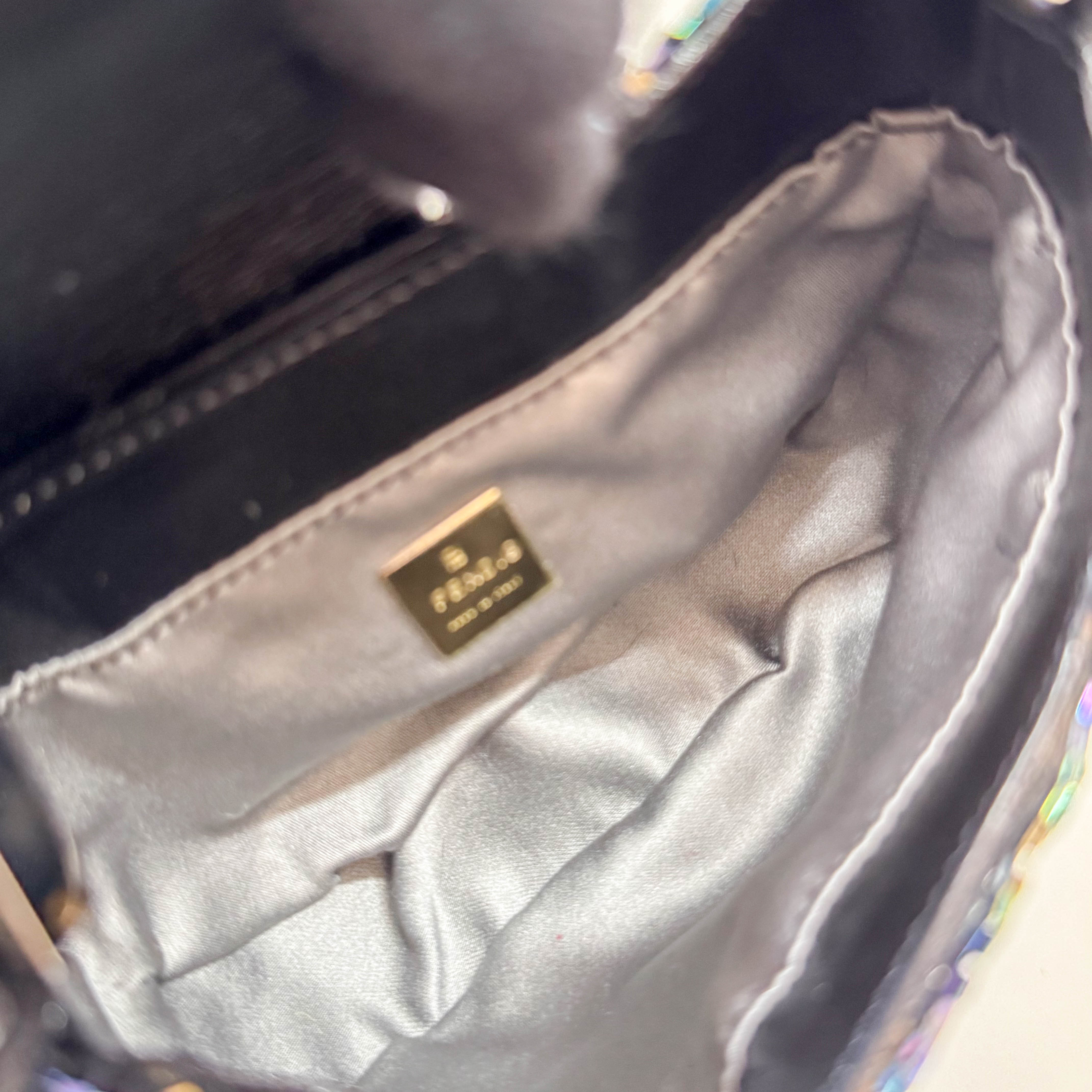 Croissant Sequin Mini Black Beaded Handbag