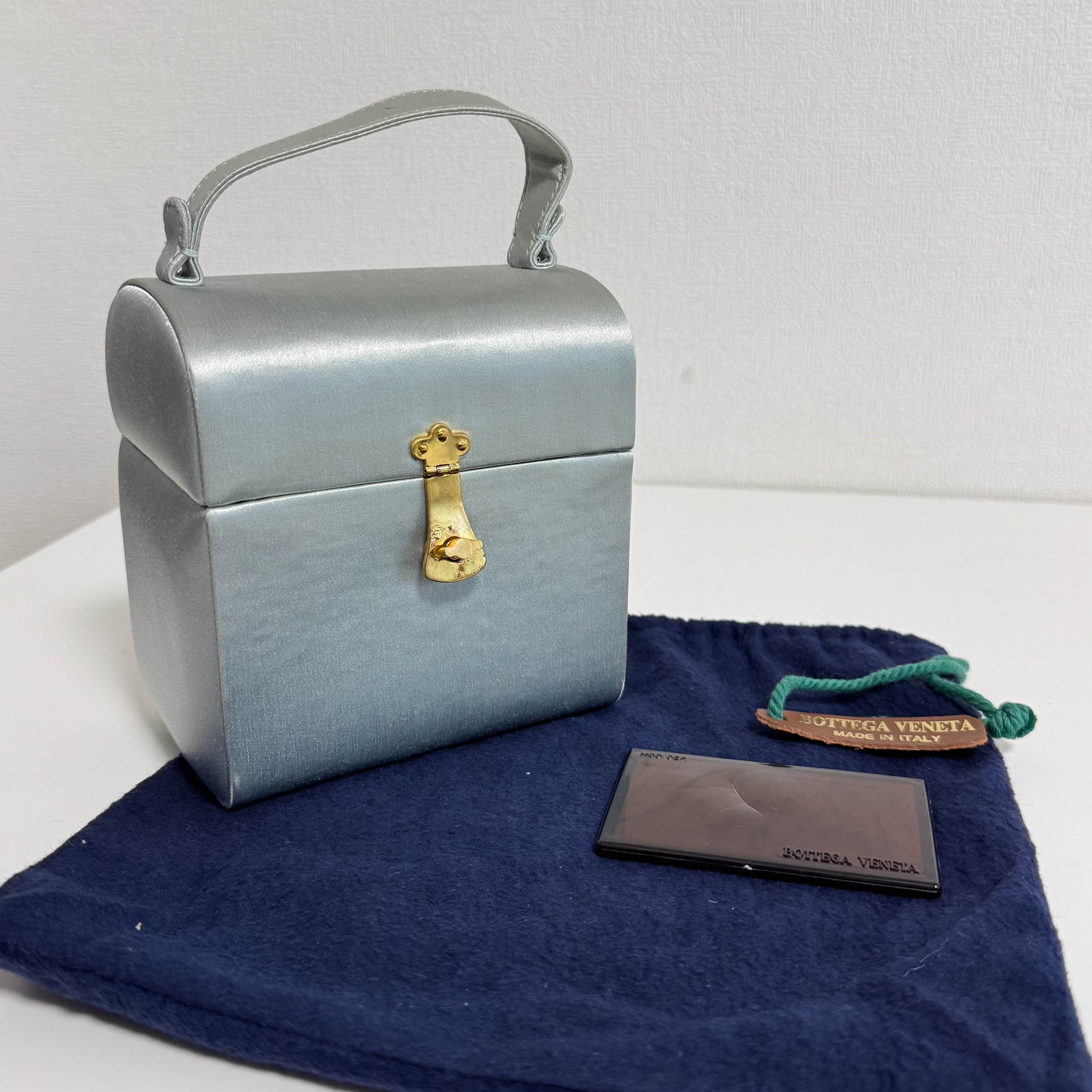 Vintage Light Blue Satin Hand Bag