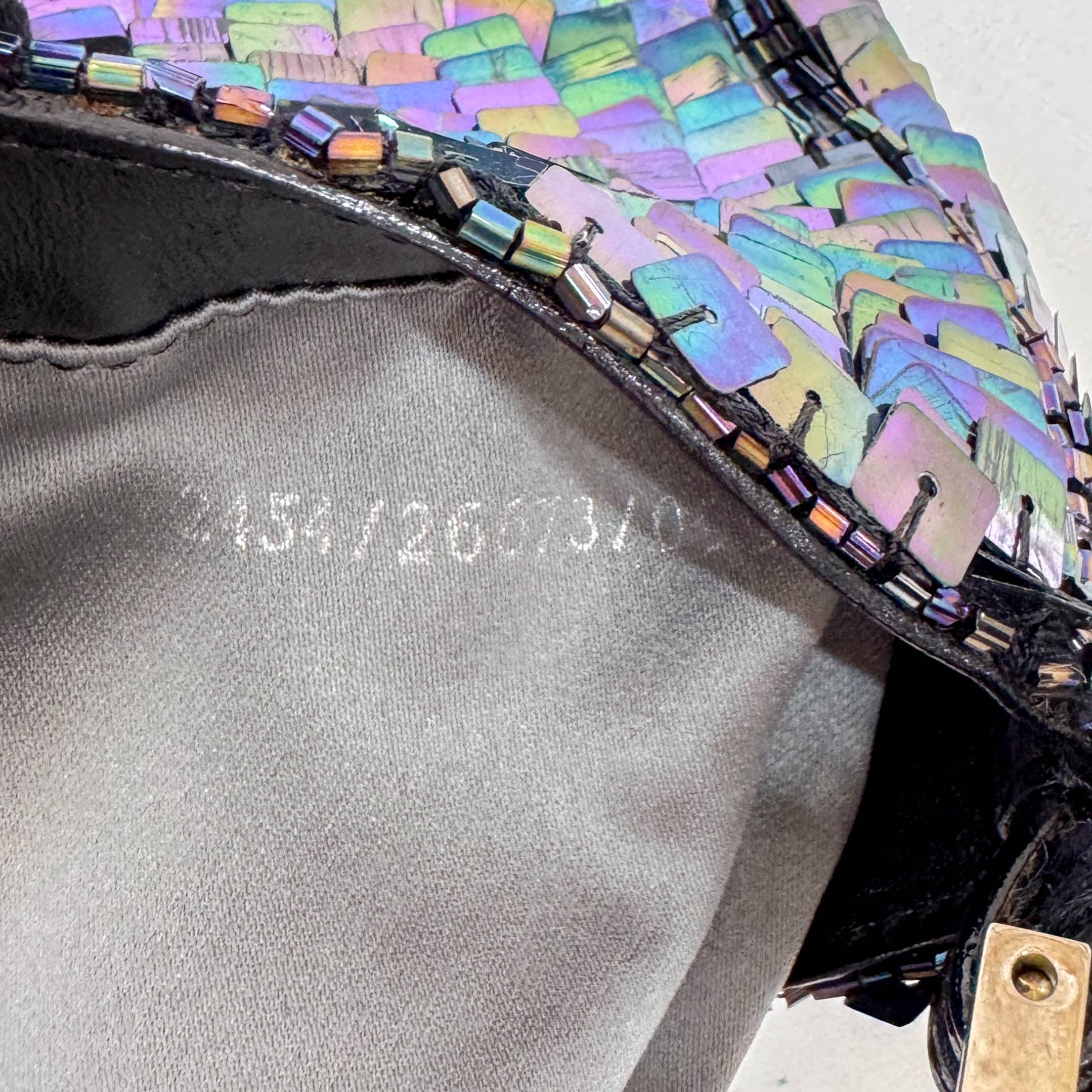 Croissant Sequin Mini Black Beaded Handbag