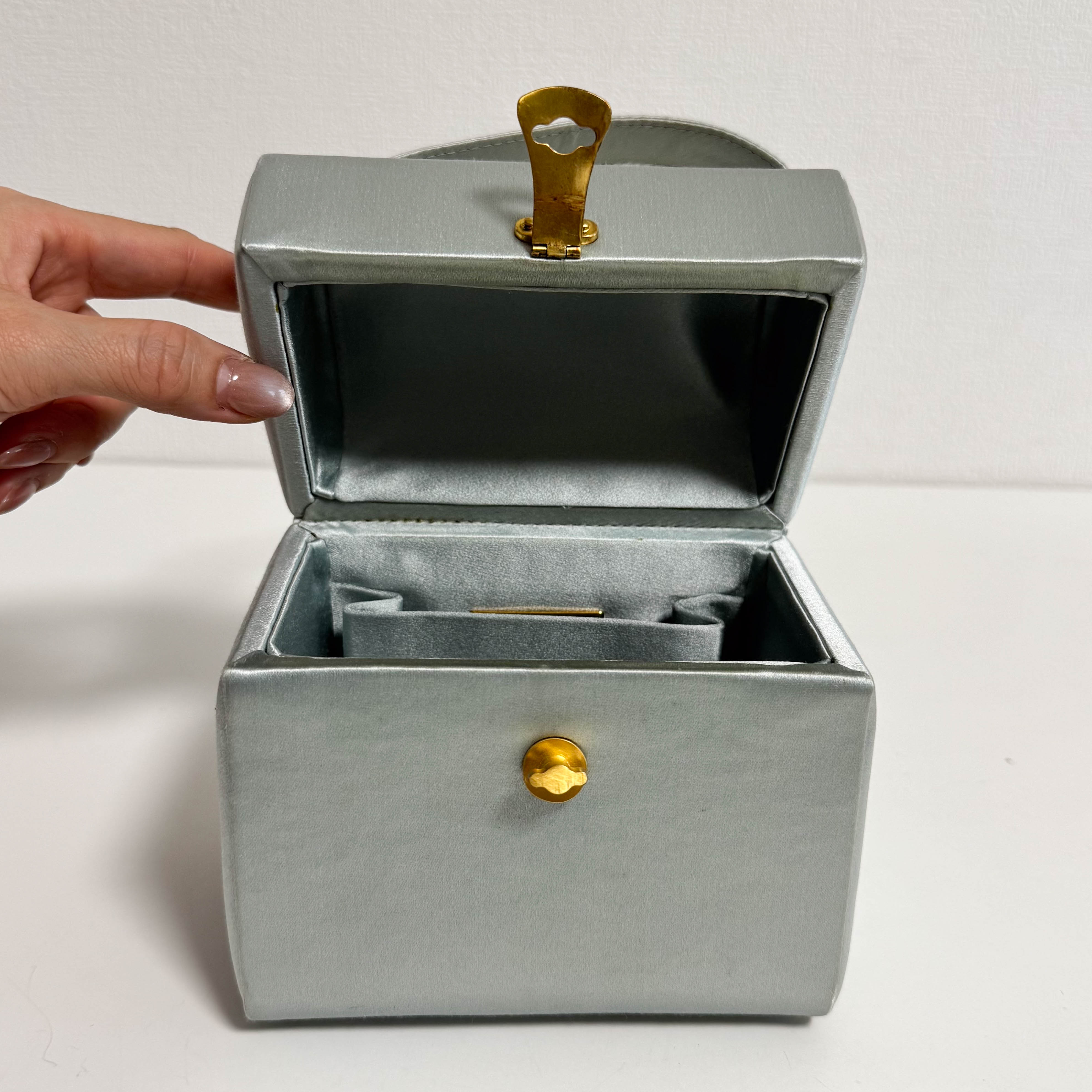 Vintage Light Blue Satin Hand Bag