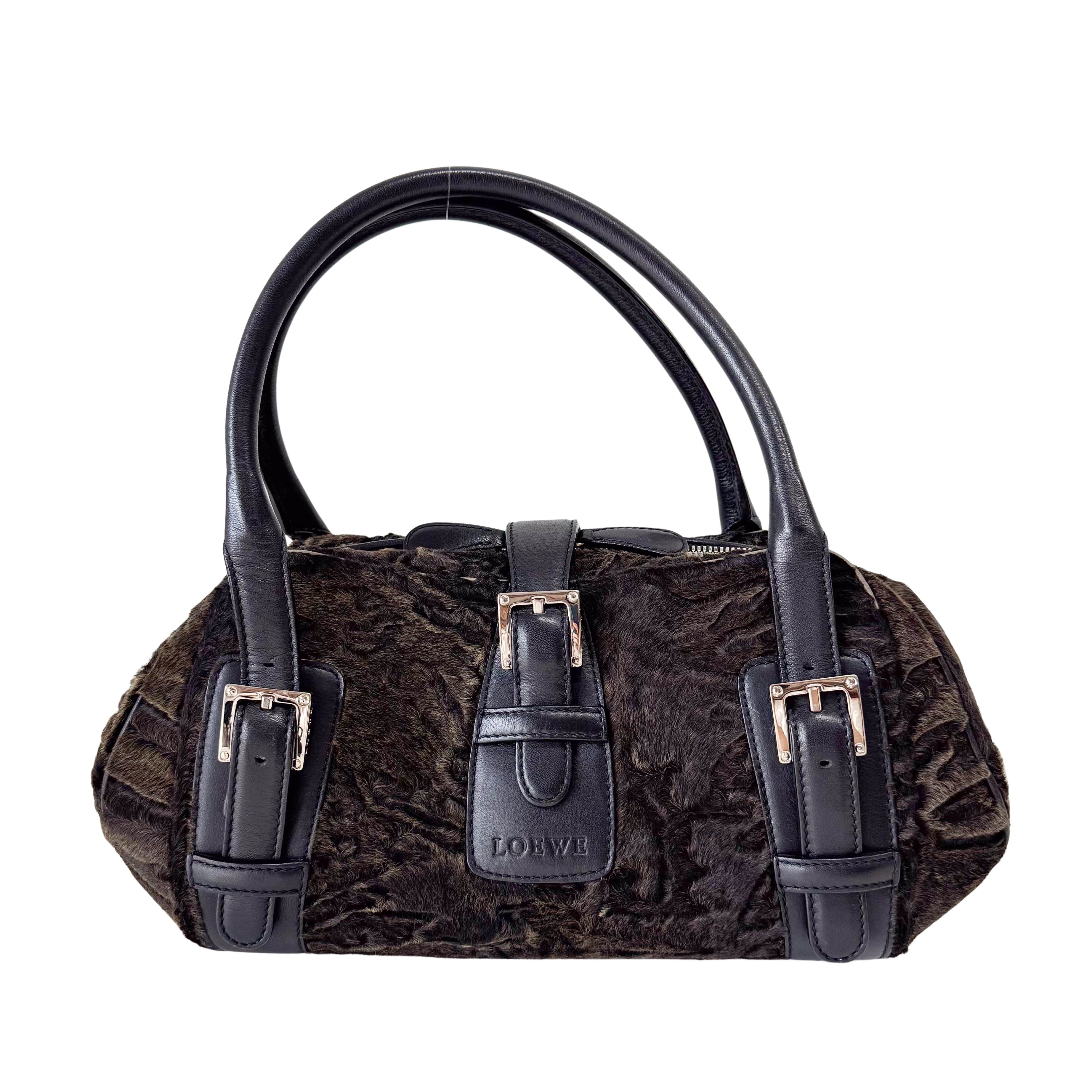 Brown Fur Bowling Bag