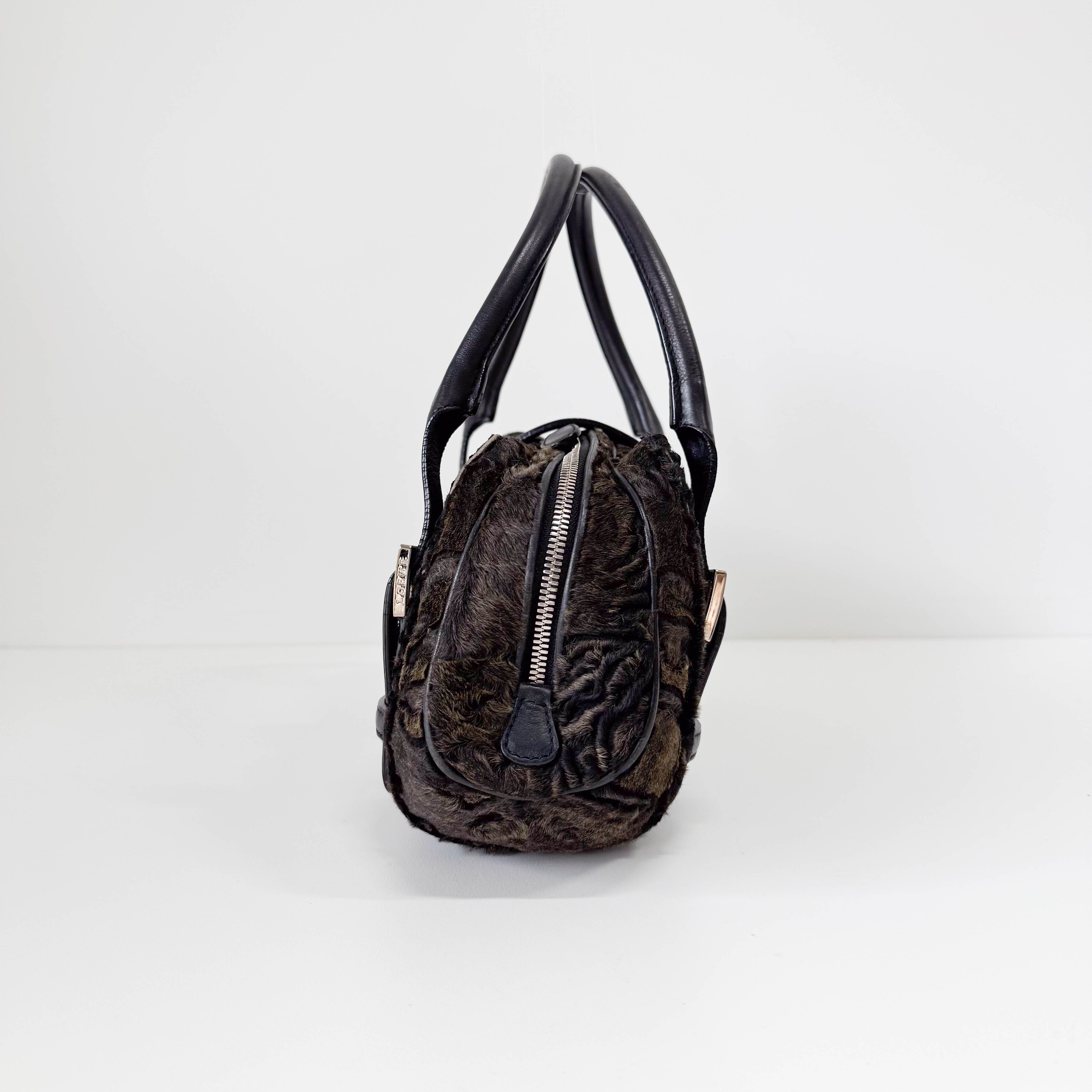 Brown Fur Bowling Bag