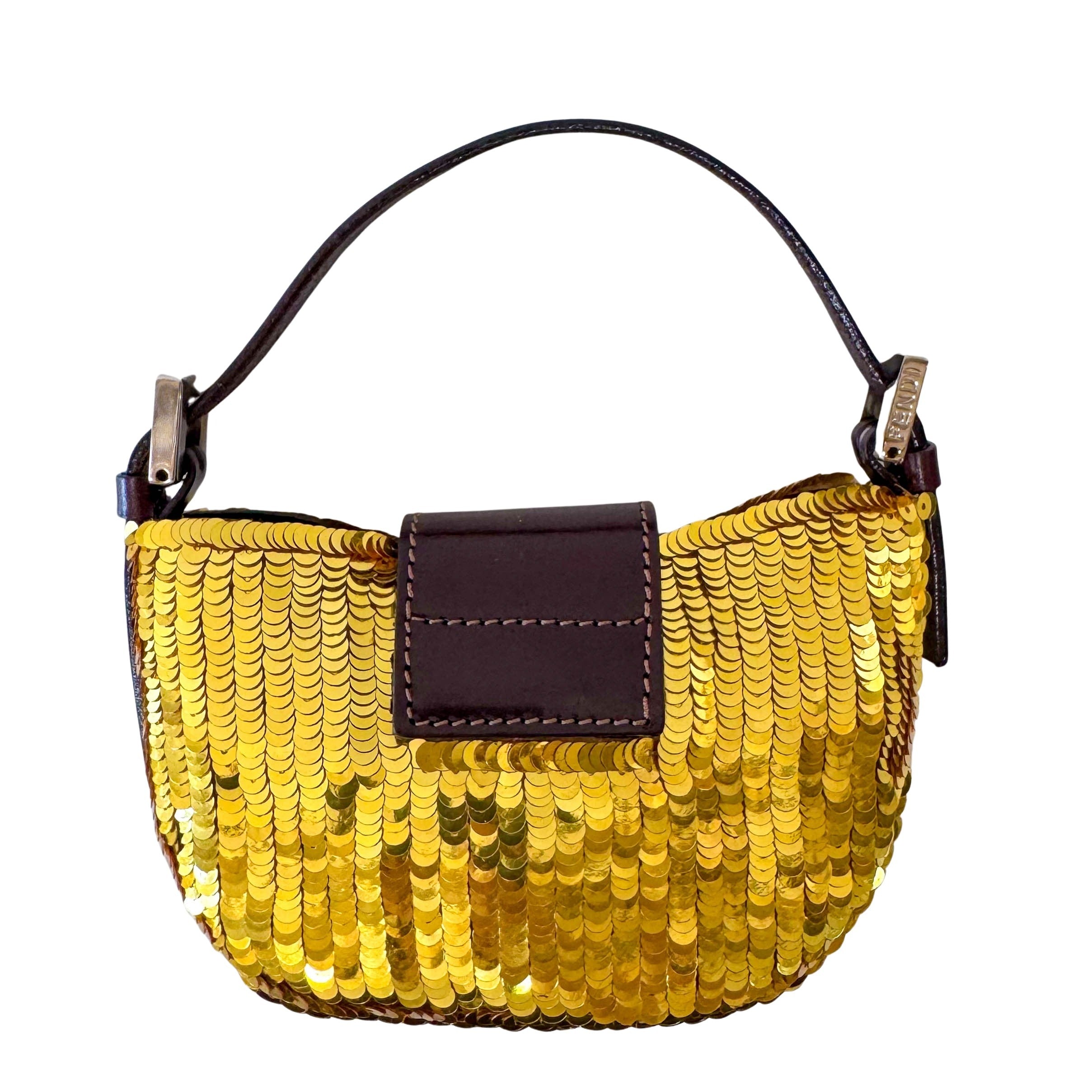 Croissant Sequin Mini Gold Beaded Handbag