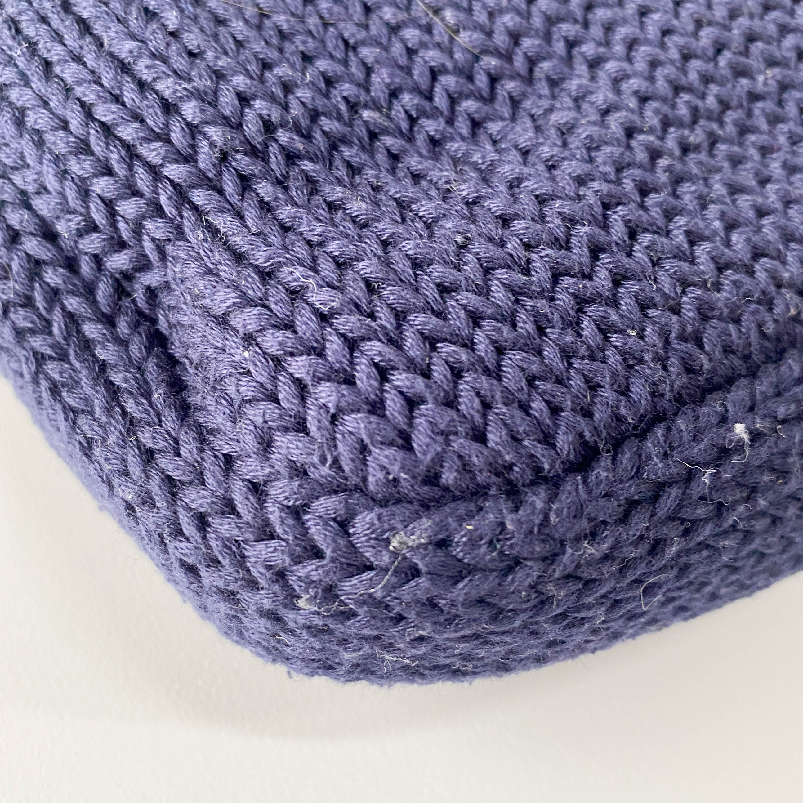 Baguette Navy Blue Wool with White Handle and Logo Shoulder Bag