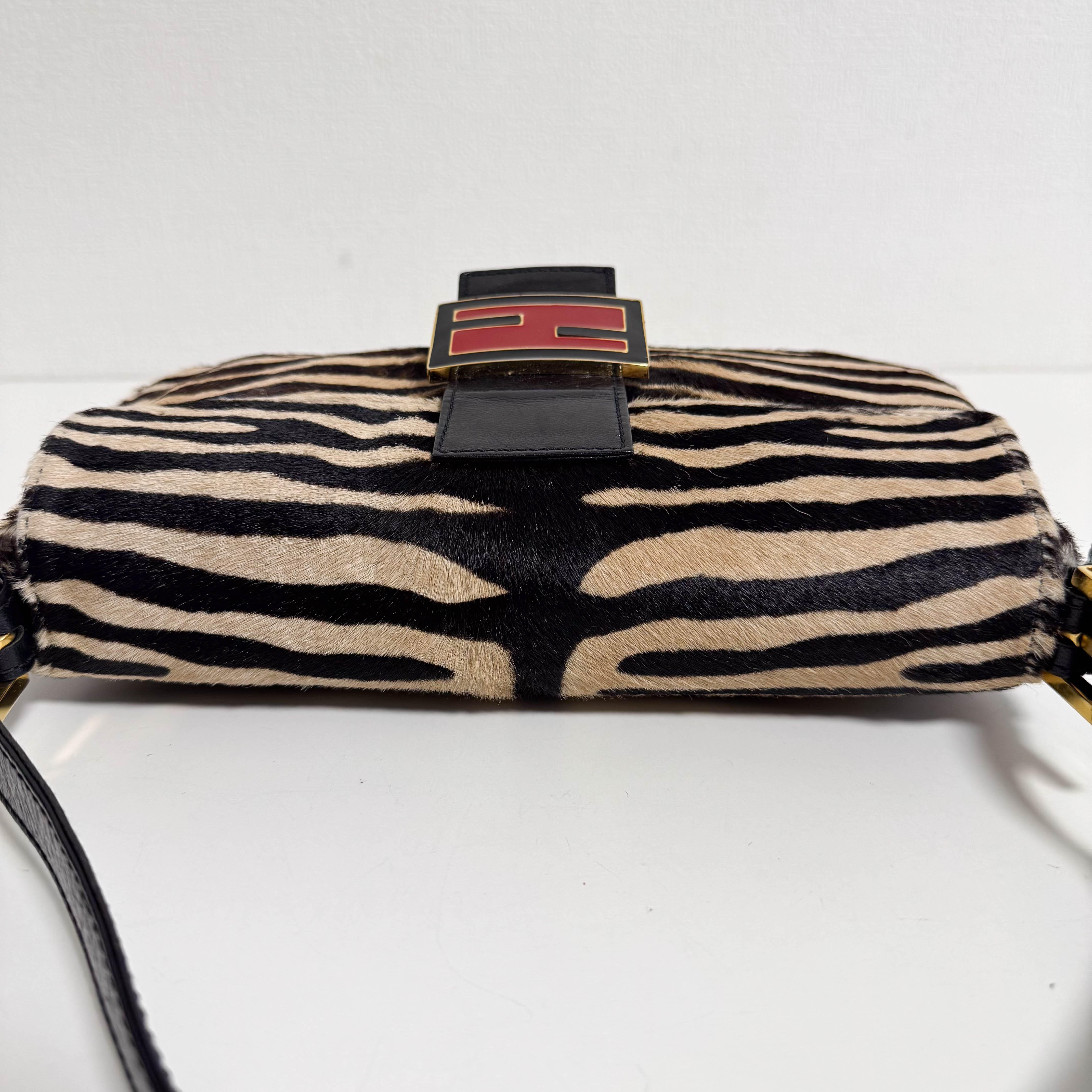 Baguette Pony Hair Zebra Design Shoulder Bag