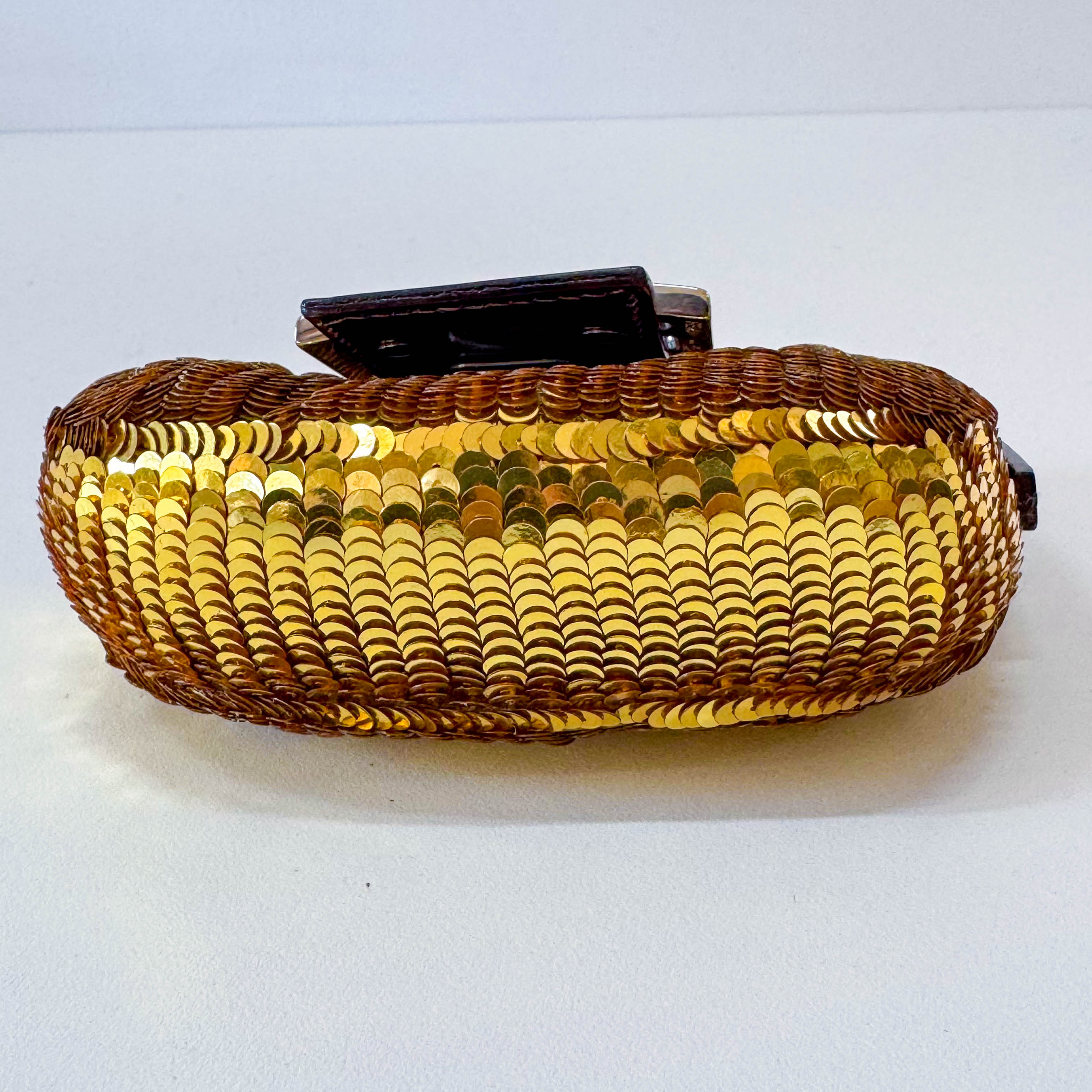 Croissant Sequin Mini Gold Beaded Handbag