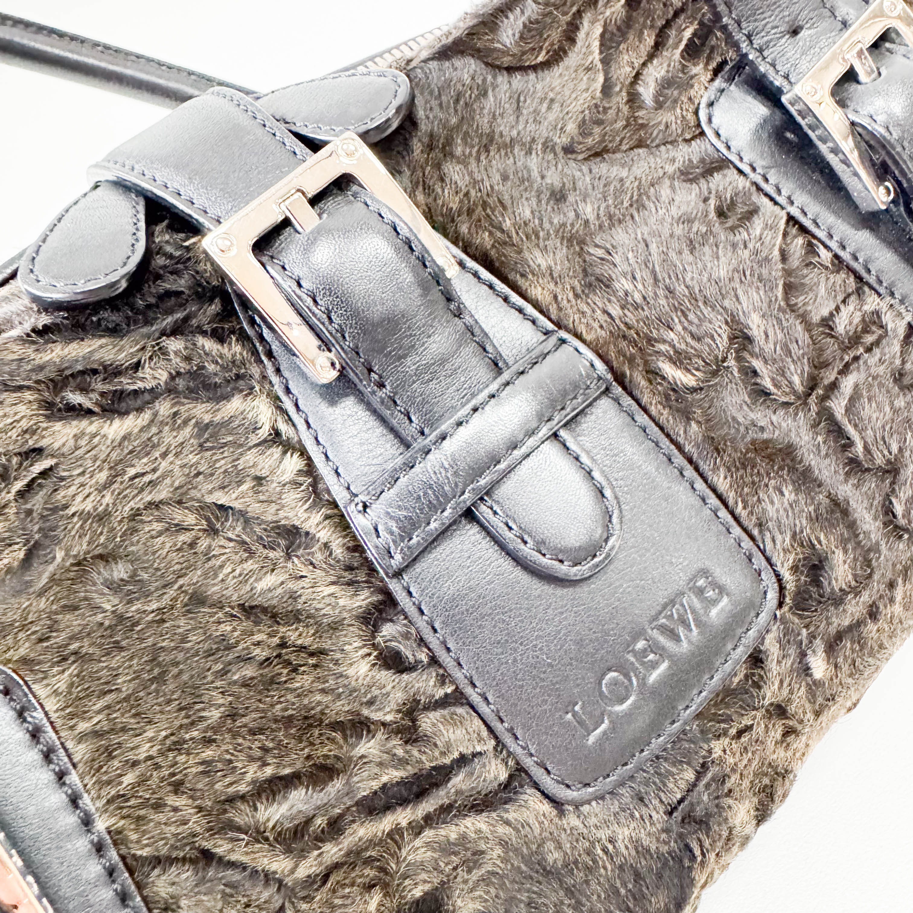 Brown Fur Bowling Bag